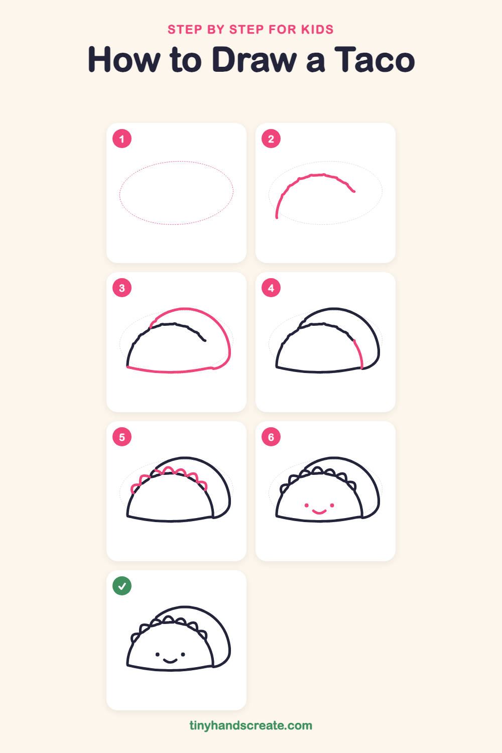 How to draw a taco step by step for kids