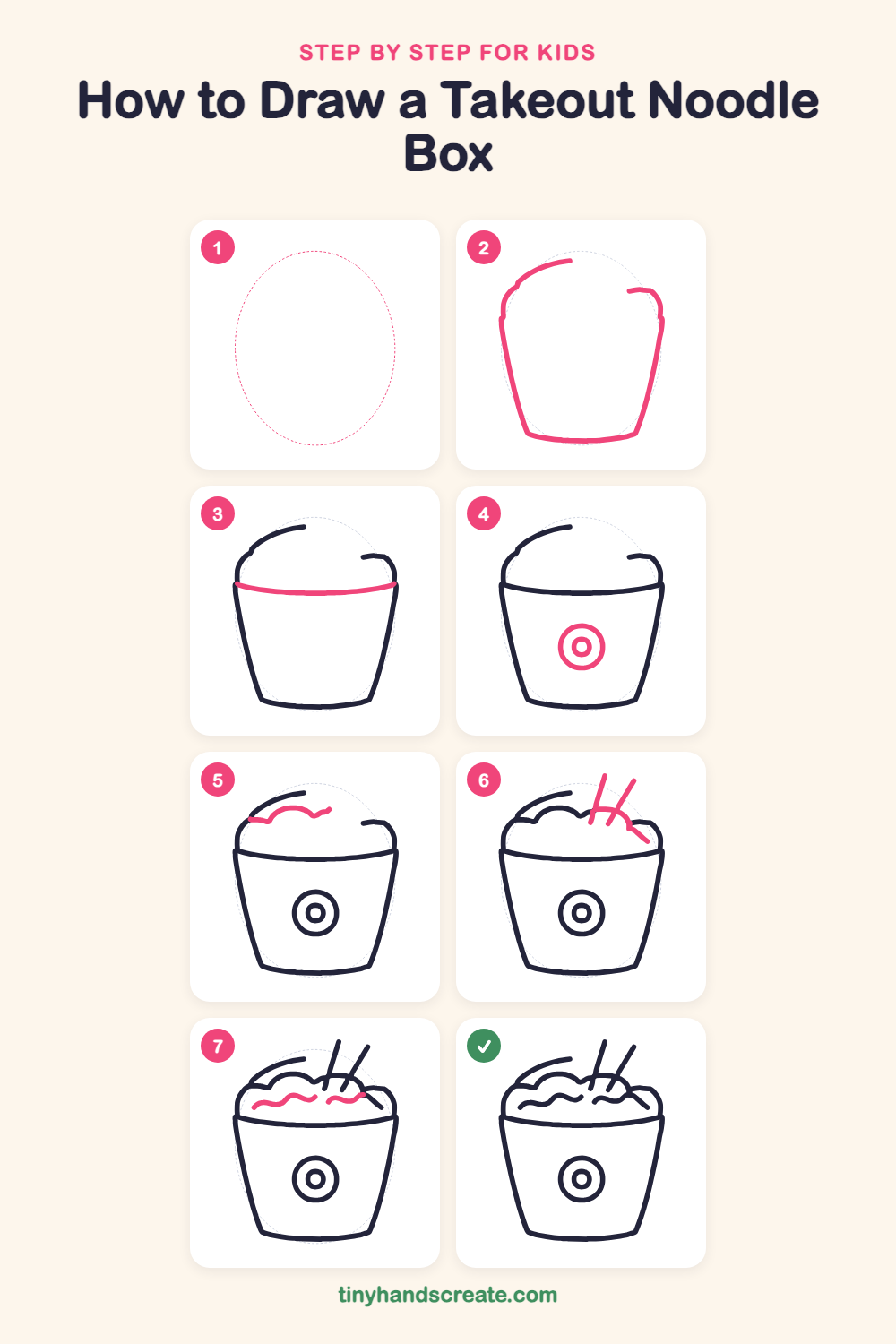 How to draw a takeout noodle box step by step for kids