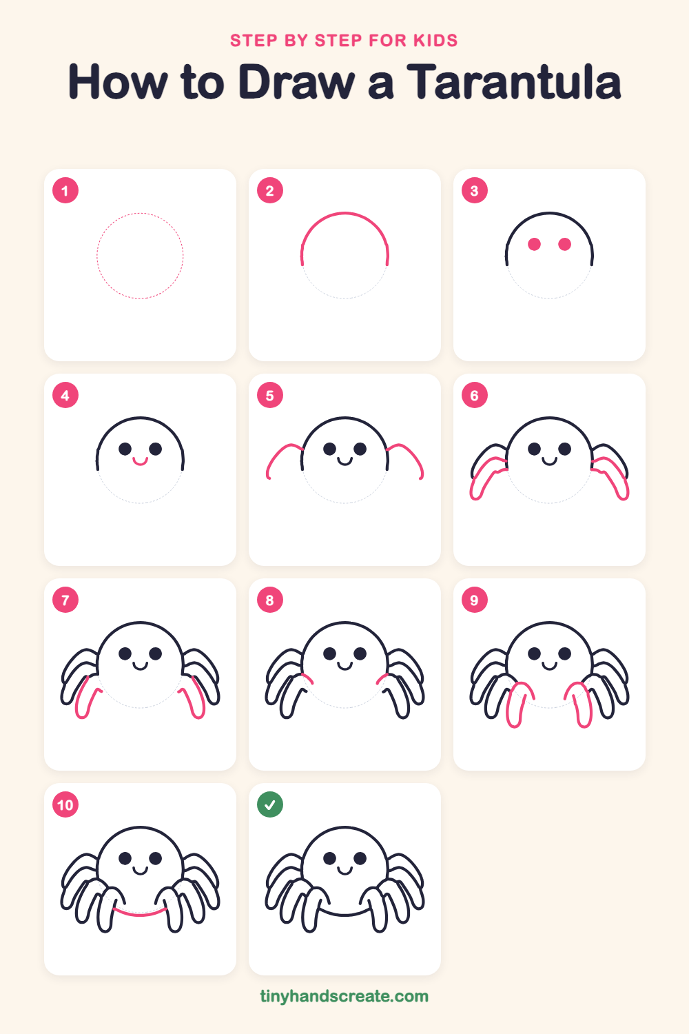 How to draw a tarantula step by step for kids