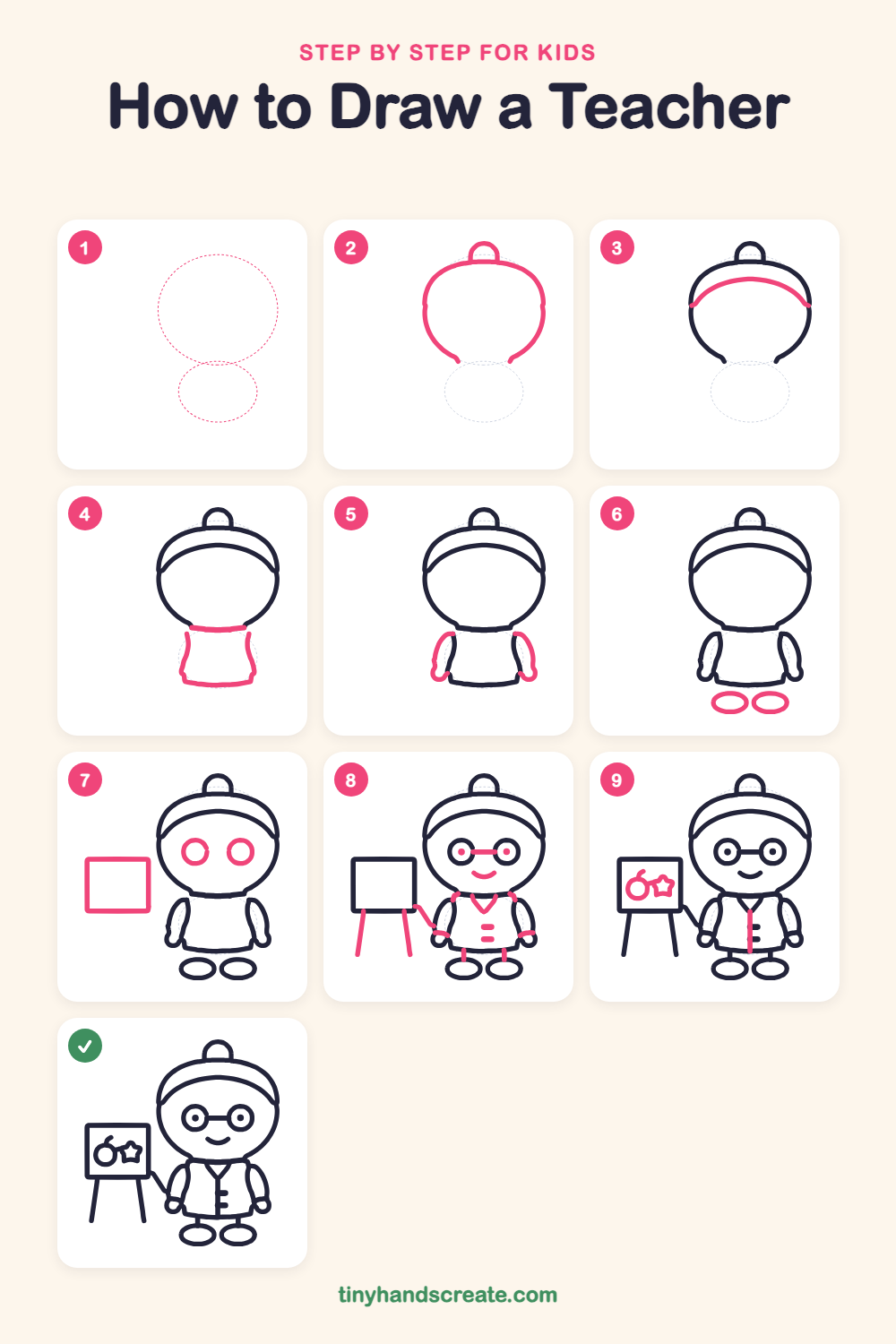 How to draw a teacher step by step for kids