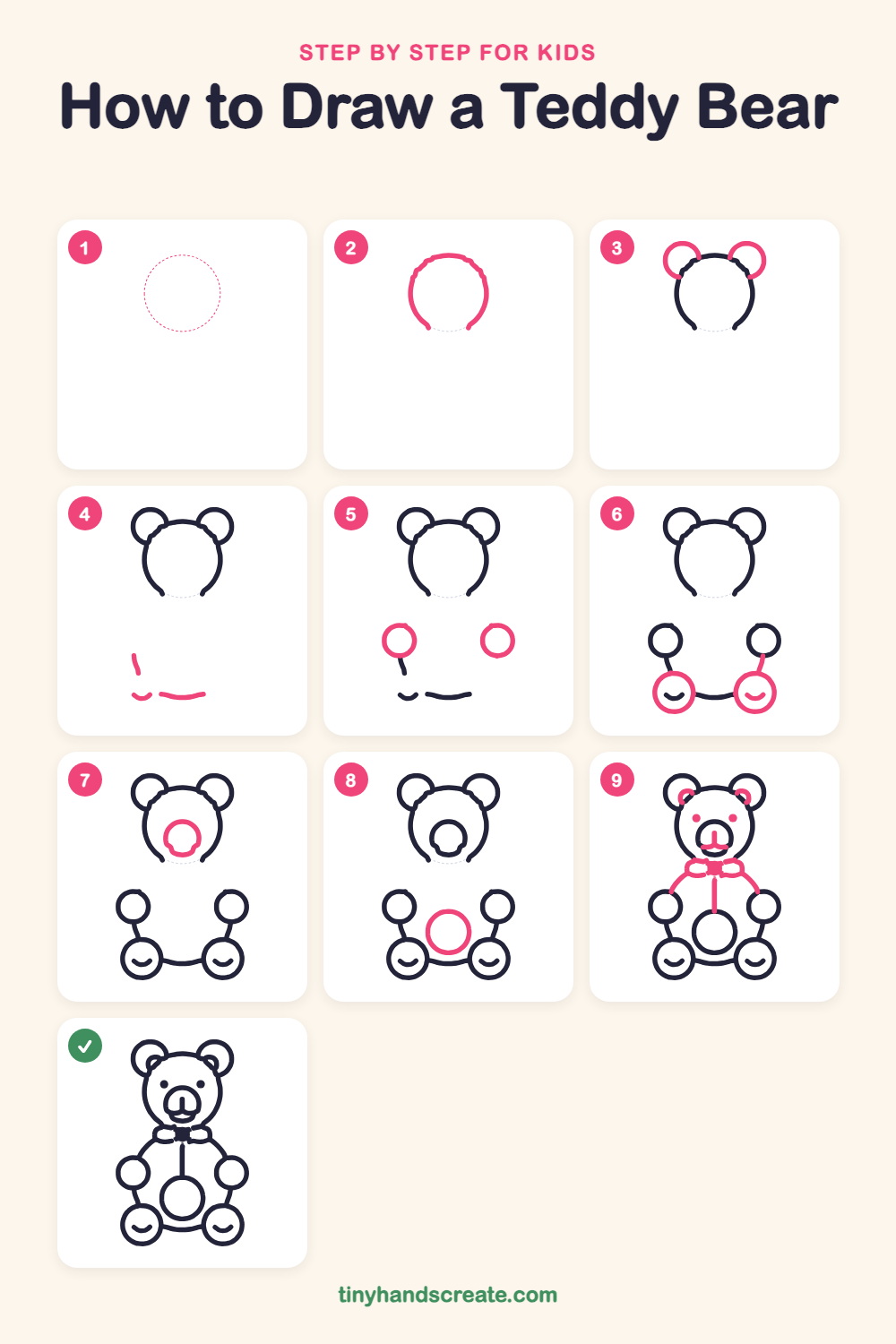 How to draw a teddy bear step by step for kids