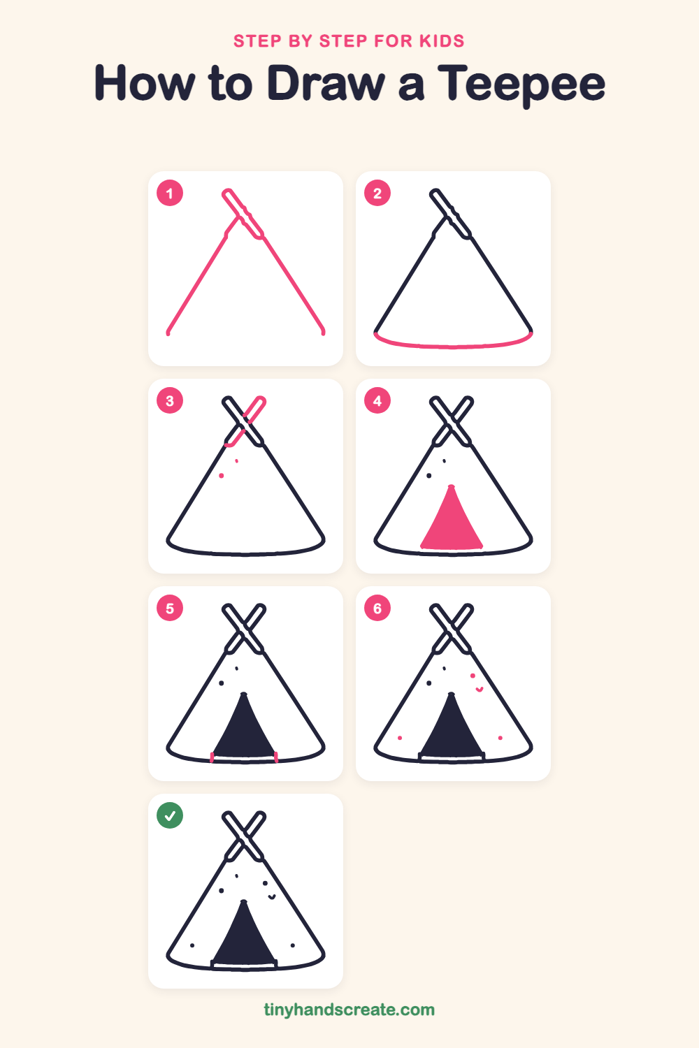 How to draw a teepee step by step for kids