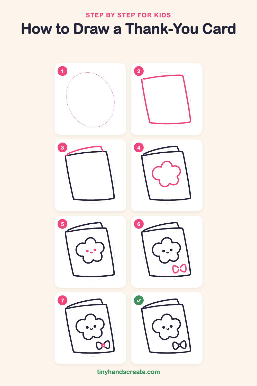 How to draw a thank-you card step by step for kids