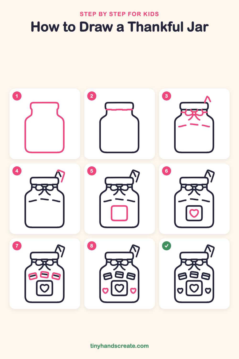How to draw a thankful jar step by step for kids