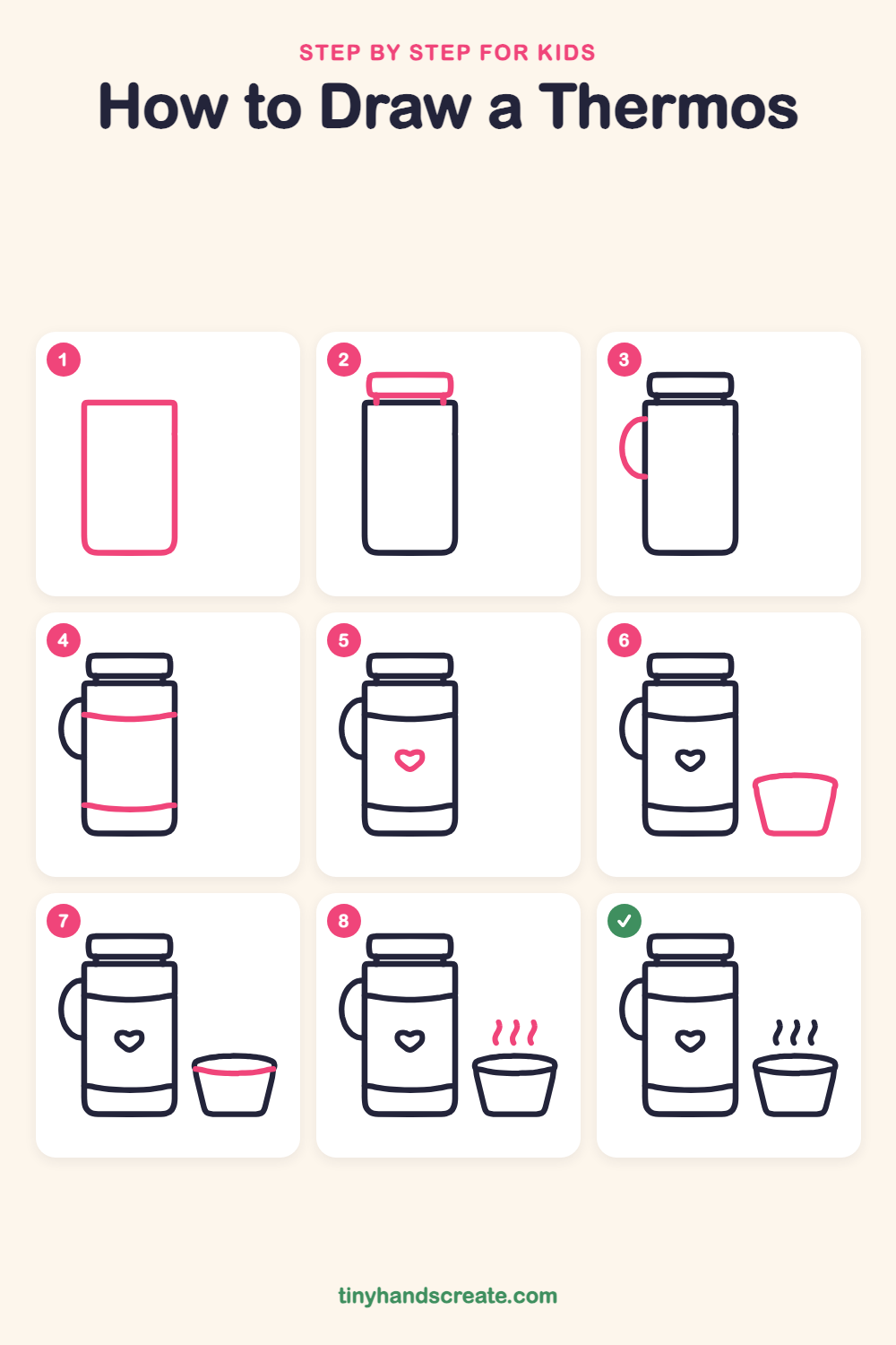 How to draw a thermos step by step for kids