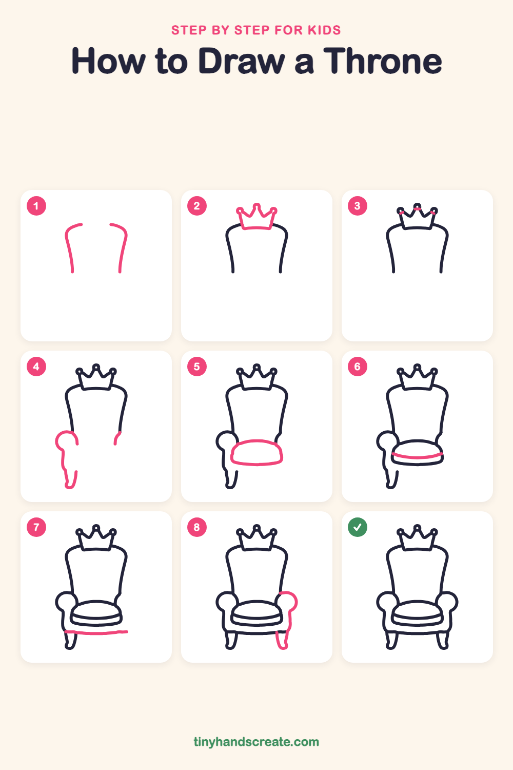 How to draw a throne step by step for kids