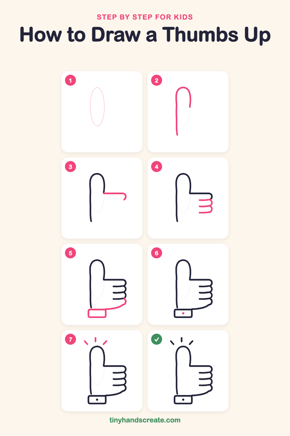 How to draw a thumbs up step by step for kids
