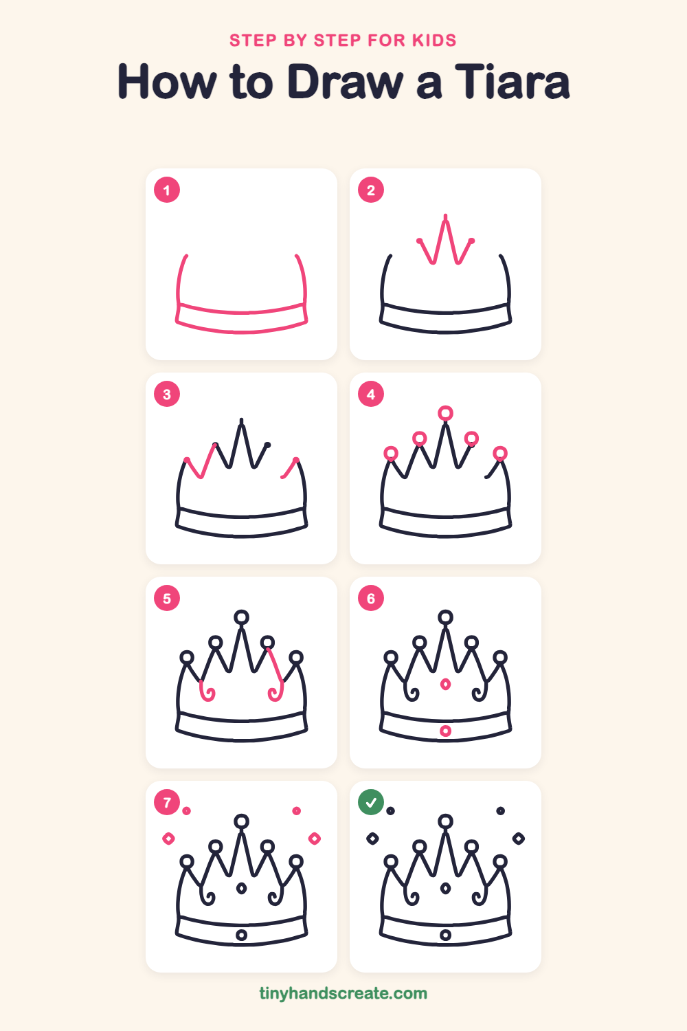 How to draw a tiara step by step for kids