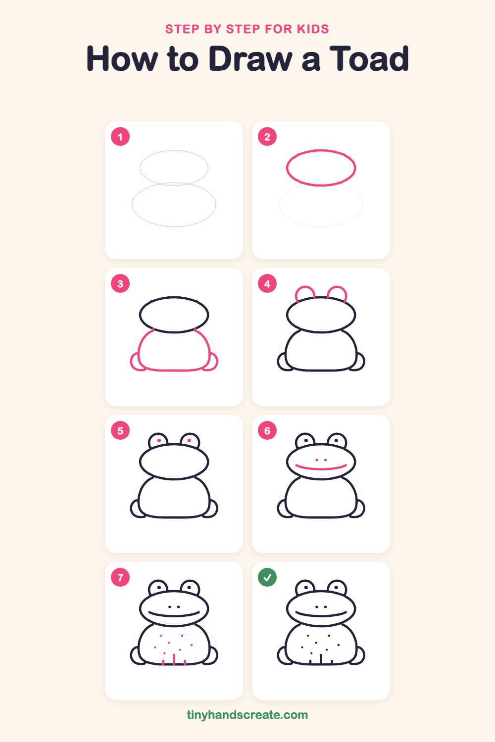 How to draw a toad step by step for kids