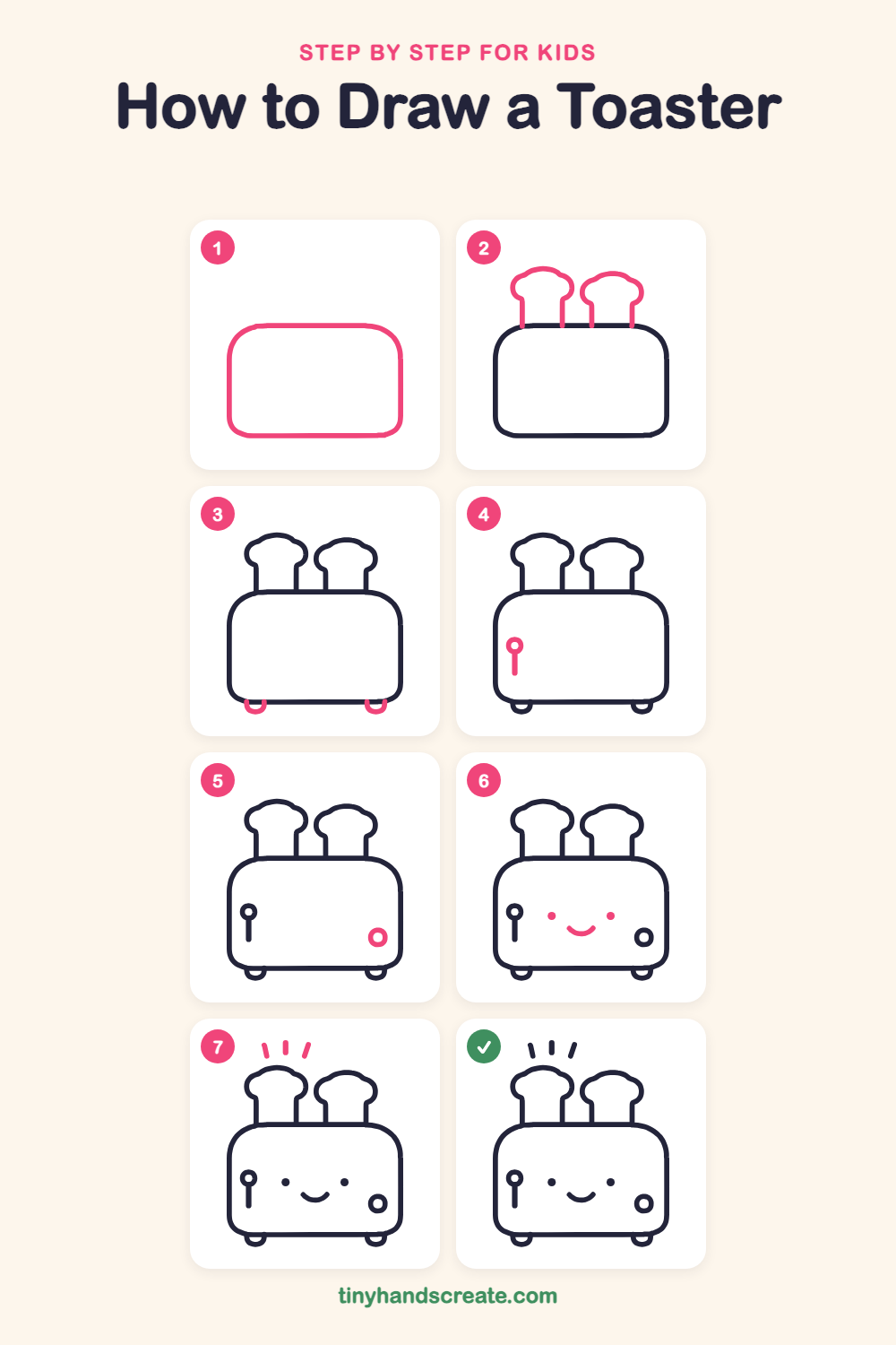 How to draw a toaster step by step for kids