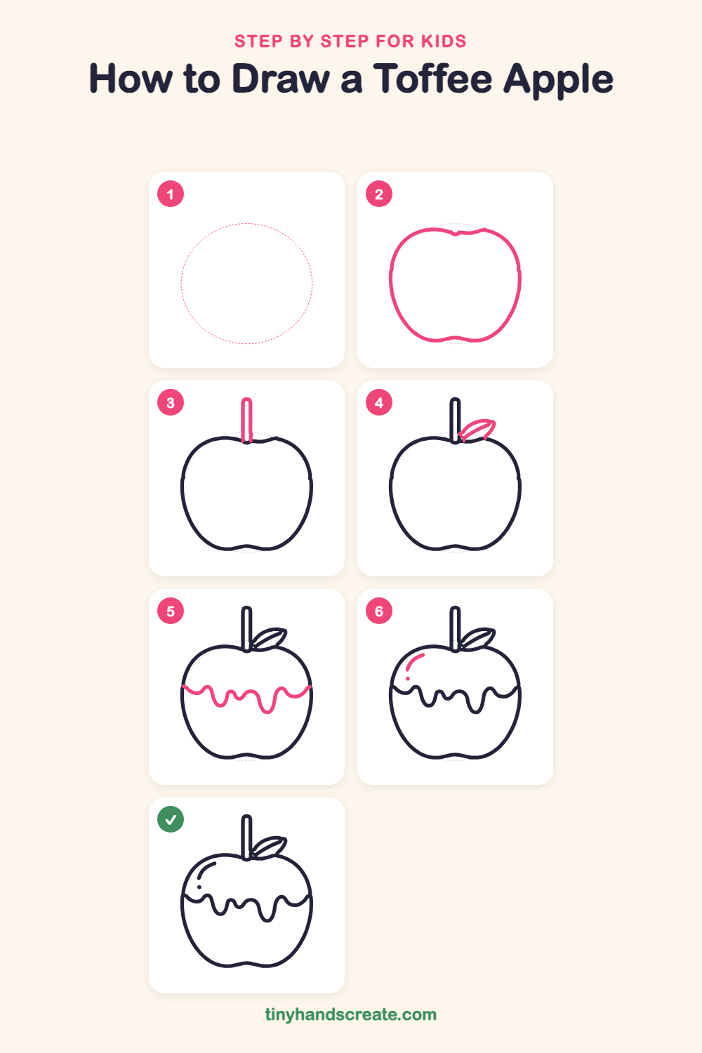 How to draw a toffee apple step by step for kids