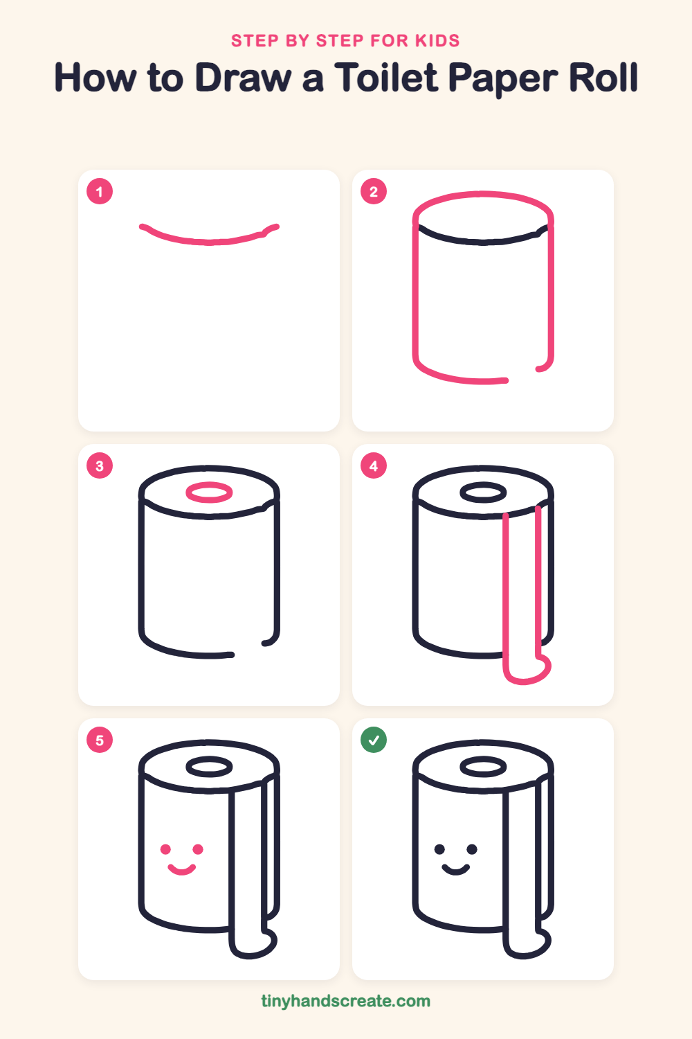 How to draw a toilet paper roll step by step for kids