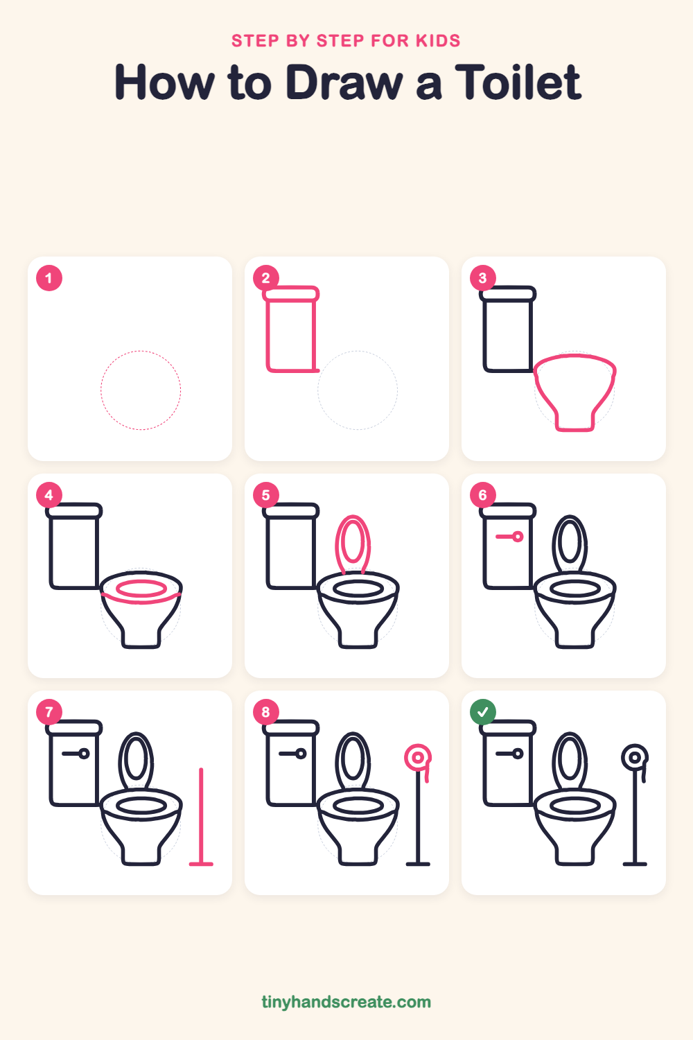 How to draw a toilet step by step for kids