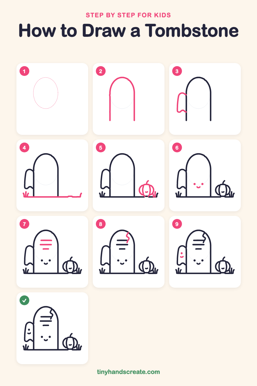 How to draw a tombstone step by step for kids