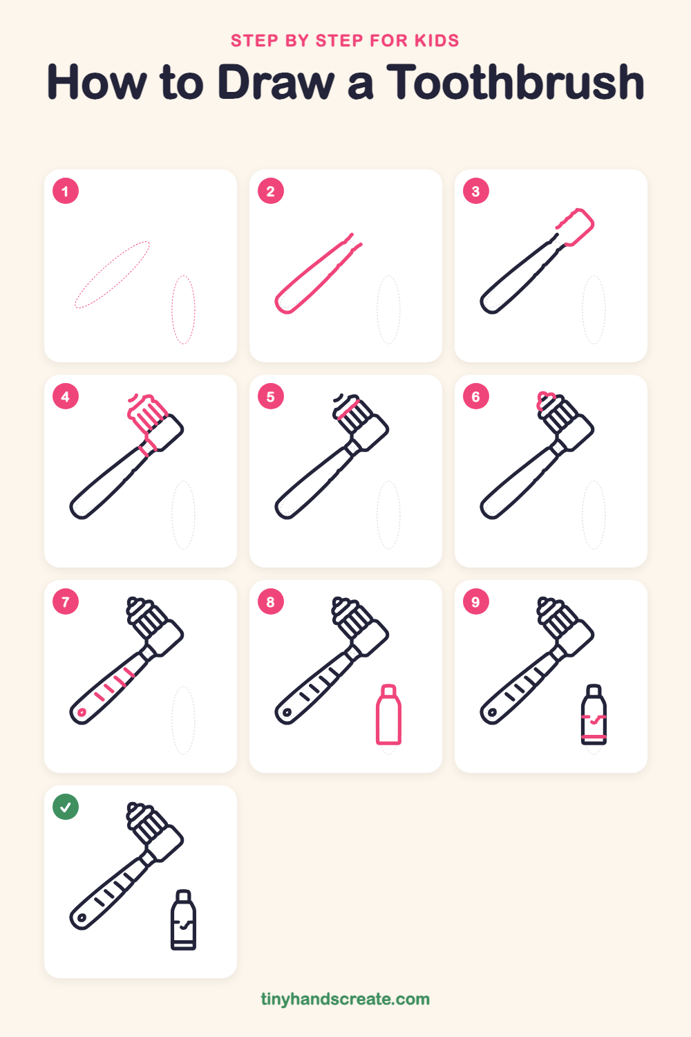 How to draw a toothbrush step by step for kids