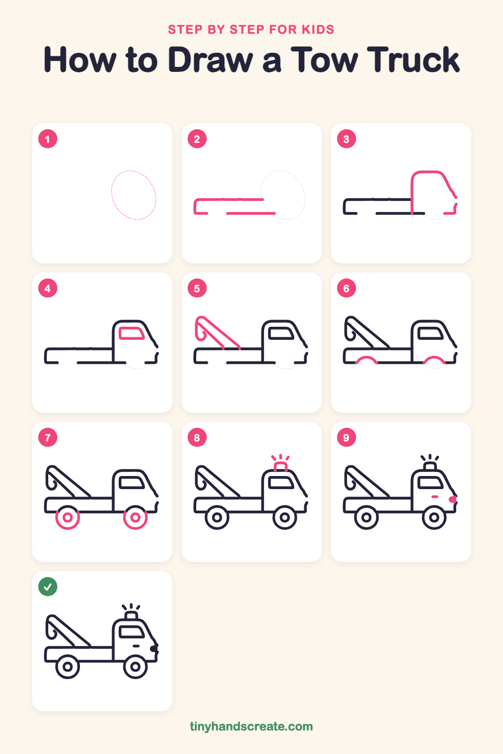 How to draw a tow truck step by step for kids