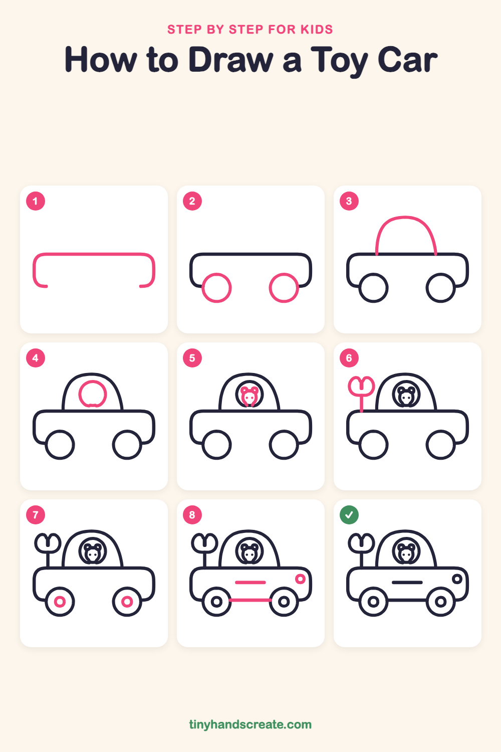 How to draw a toy car step by step for kids