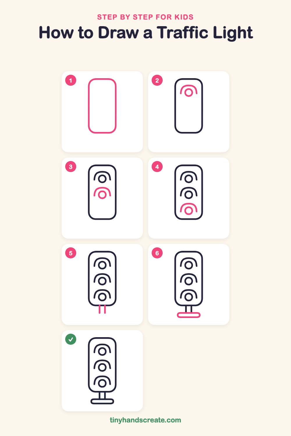 How to draw a traffic light step by step for kids