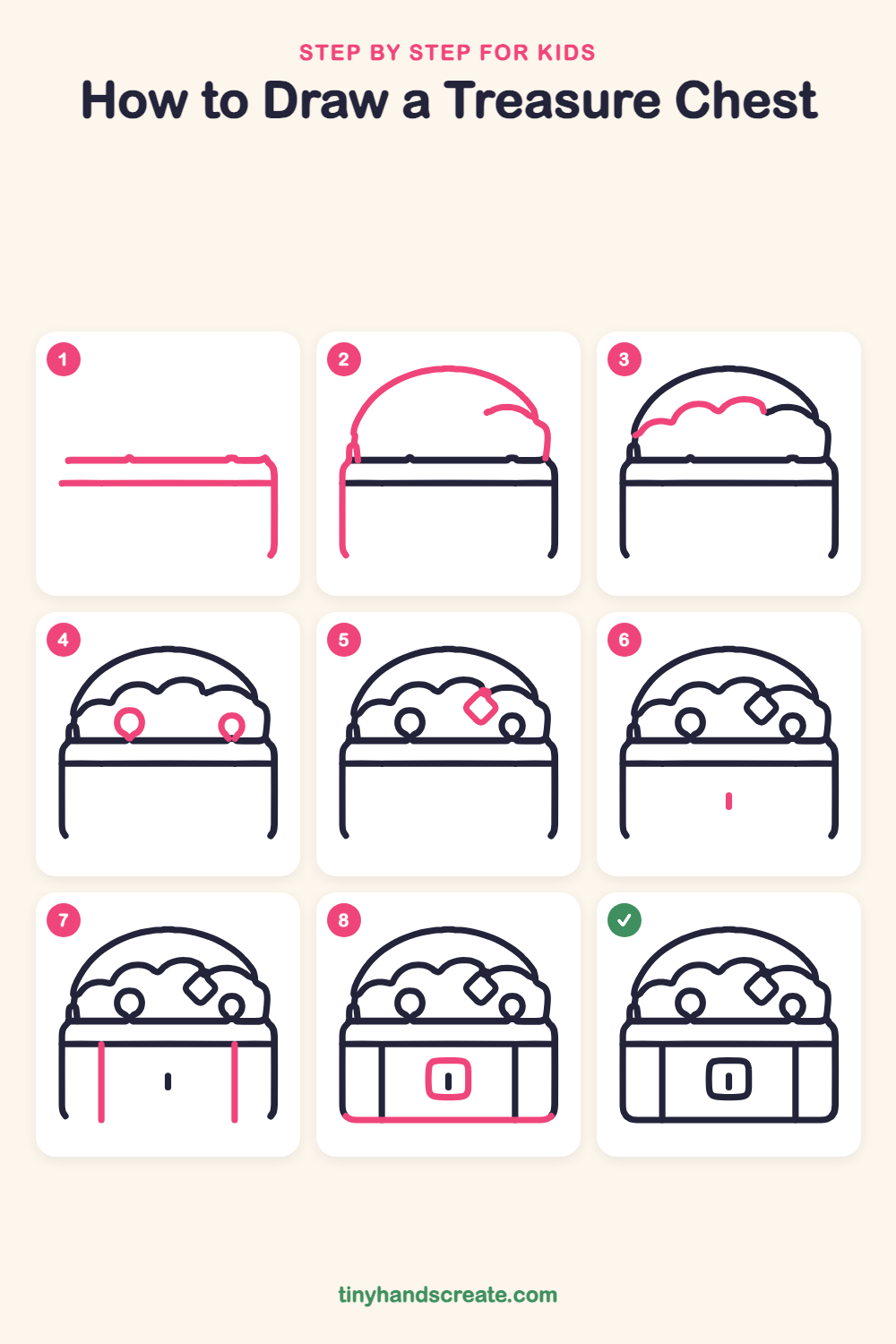 How to draw a treasure chest step by step for kids