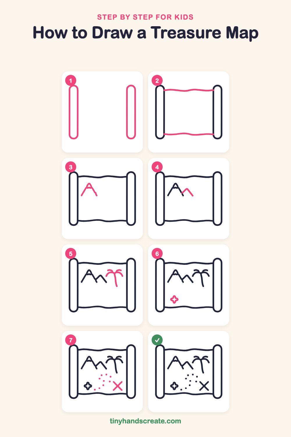 How to draw a treasure map step by step for kids