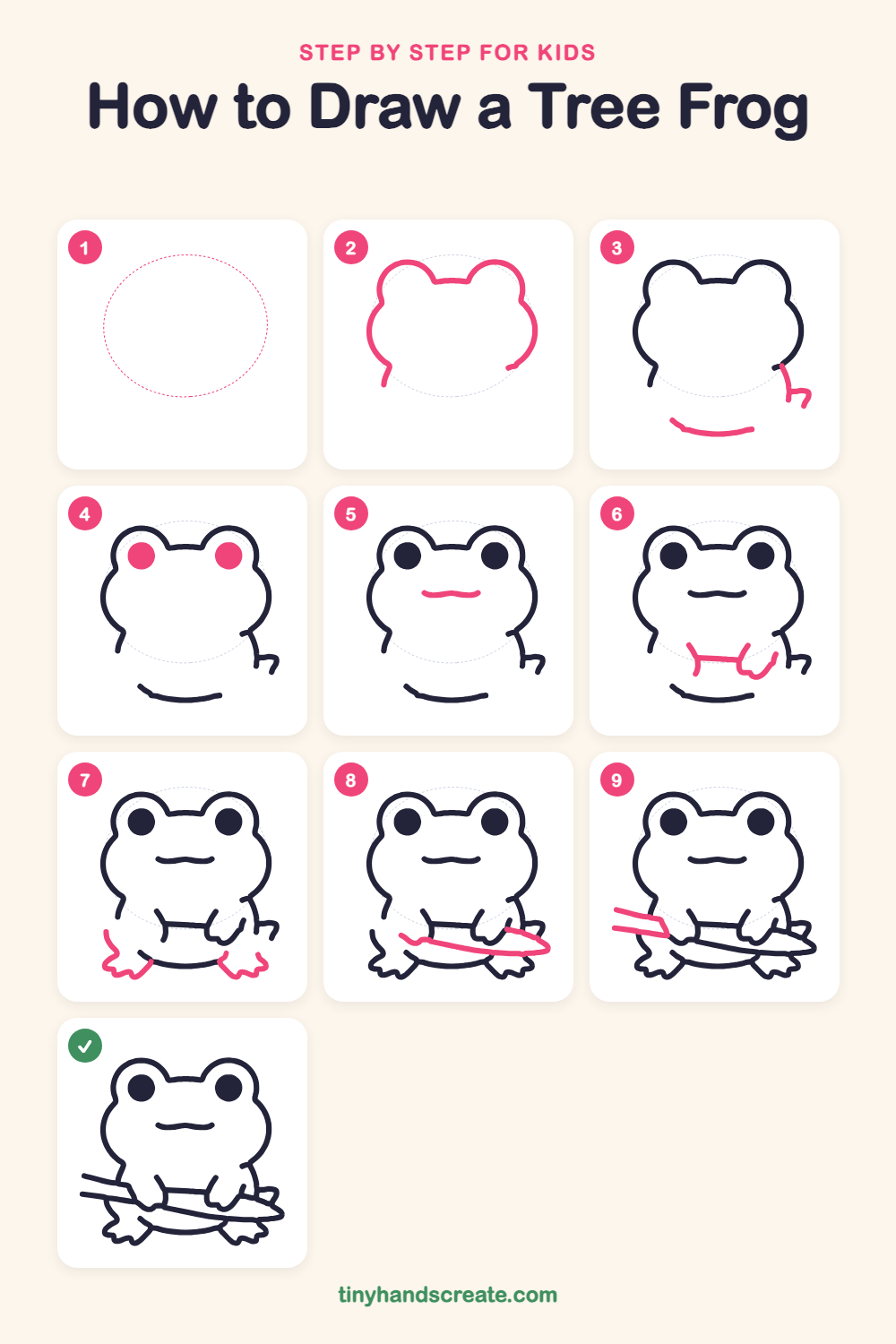 How to draw a tree frog step by step for kids