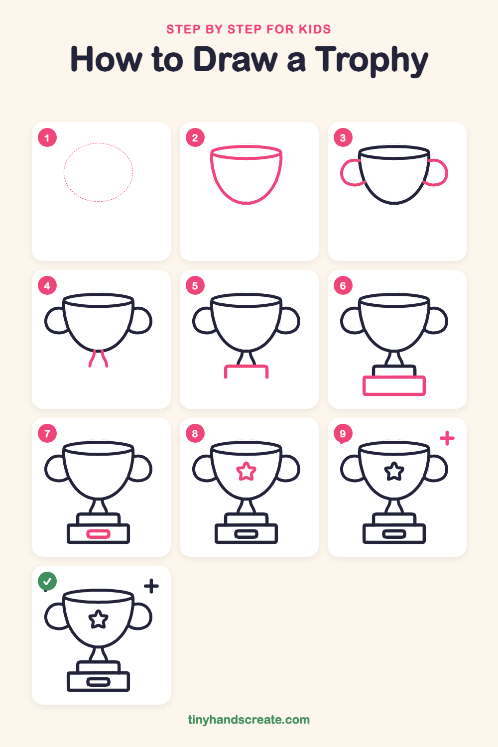 How to draw a trophy step by step for kids