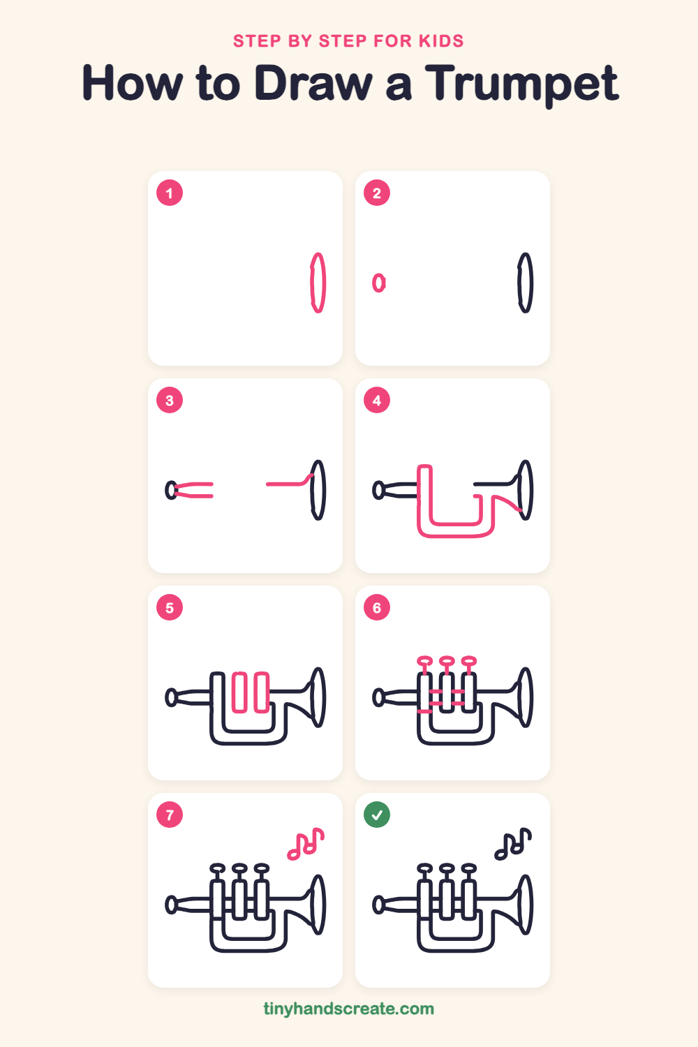 How to draw a trumpet step by step for kids
