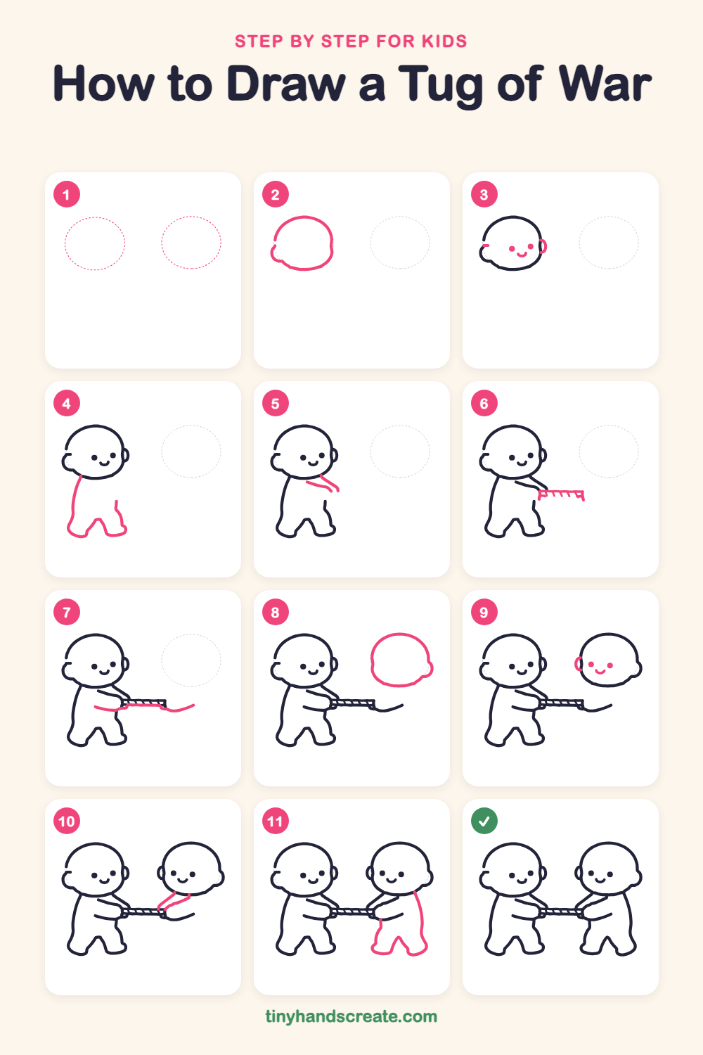 How to draw a tug of war step by step for kids