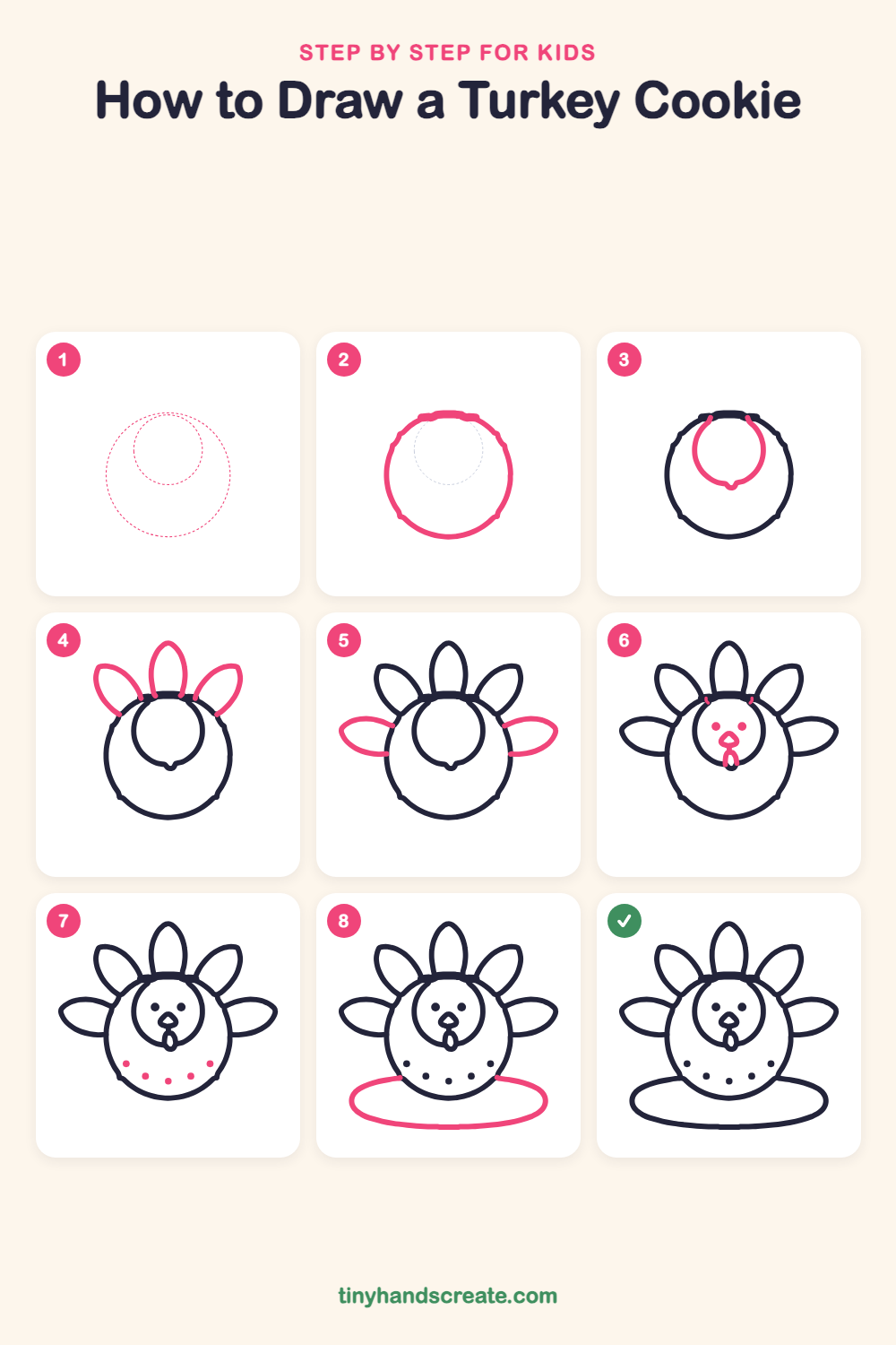 How to draw a turkey cookie step by step for kids