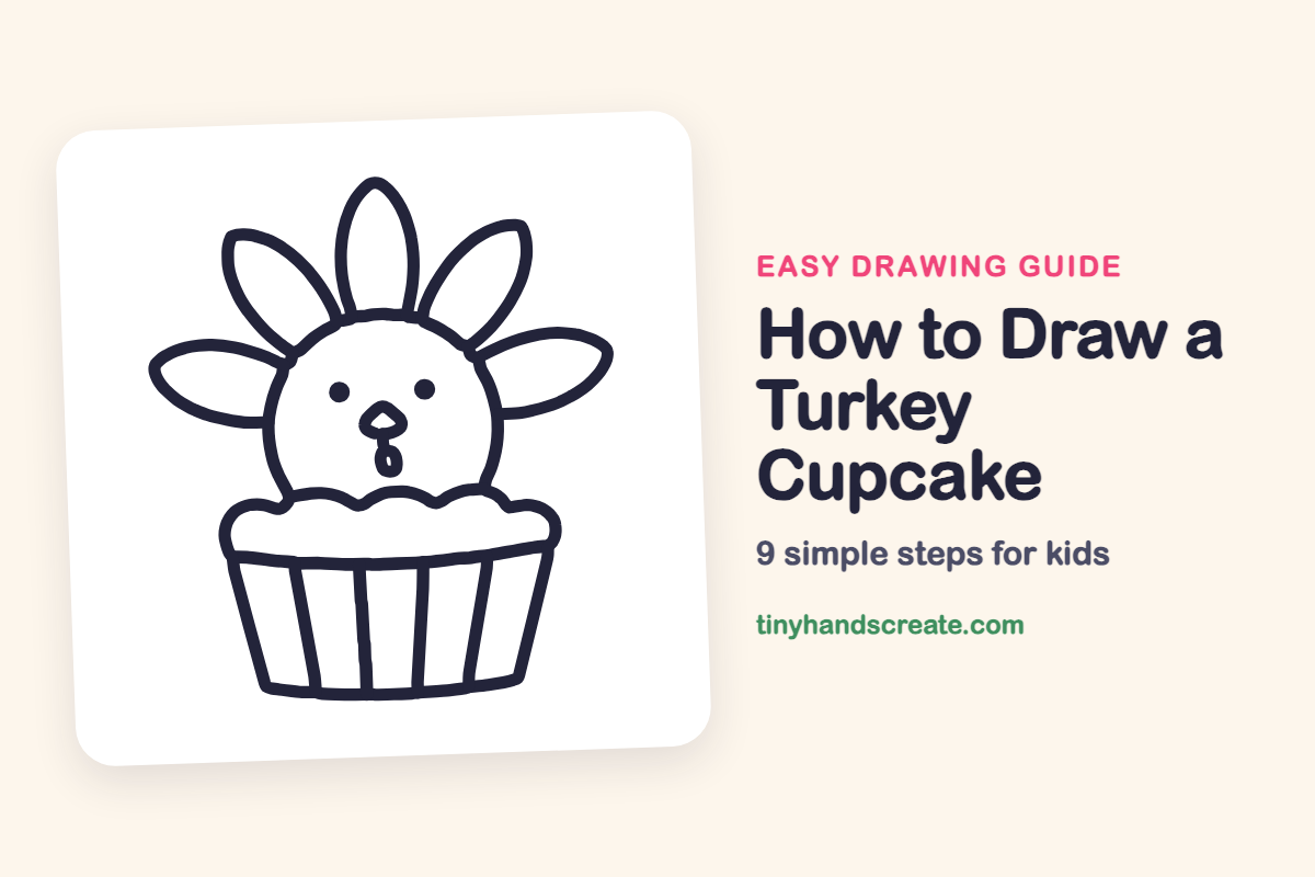 How to Draw a Turkey Cupcake: easy drawing guide for kids