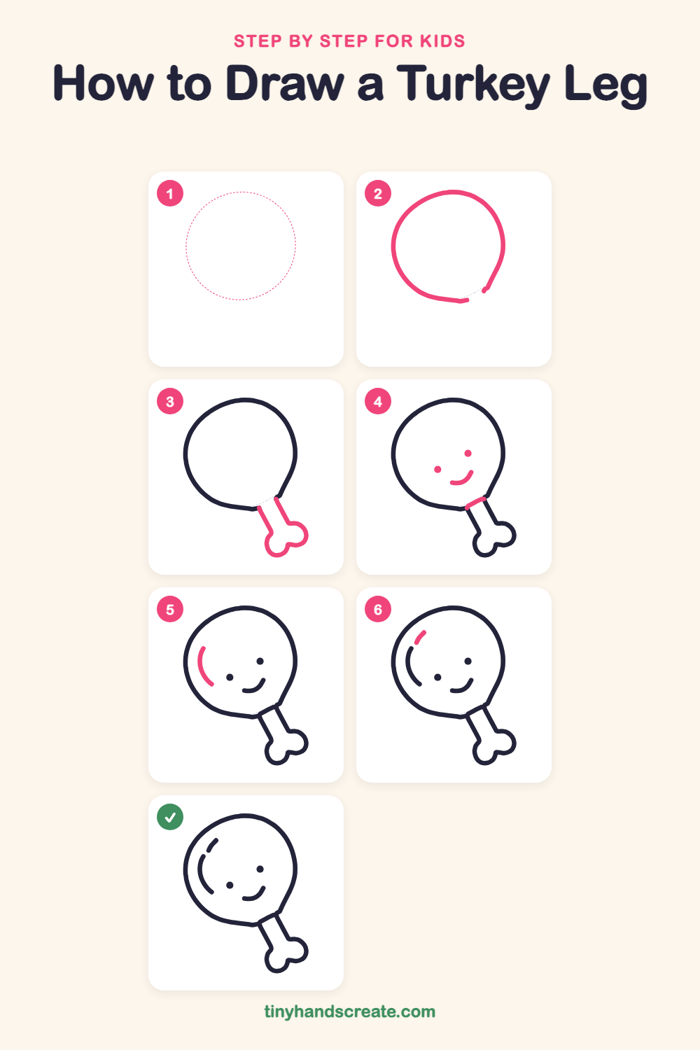 How to draw a turkey leg step by step for kids