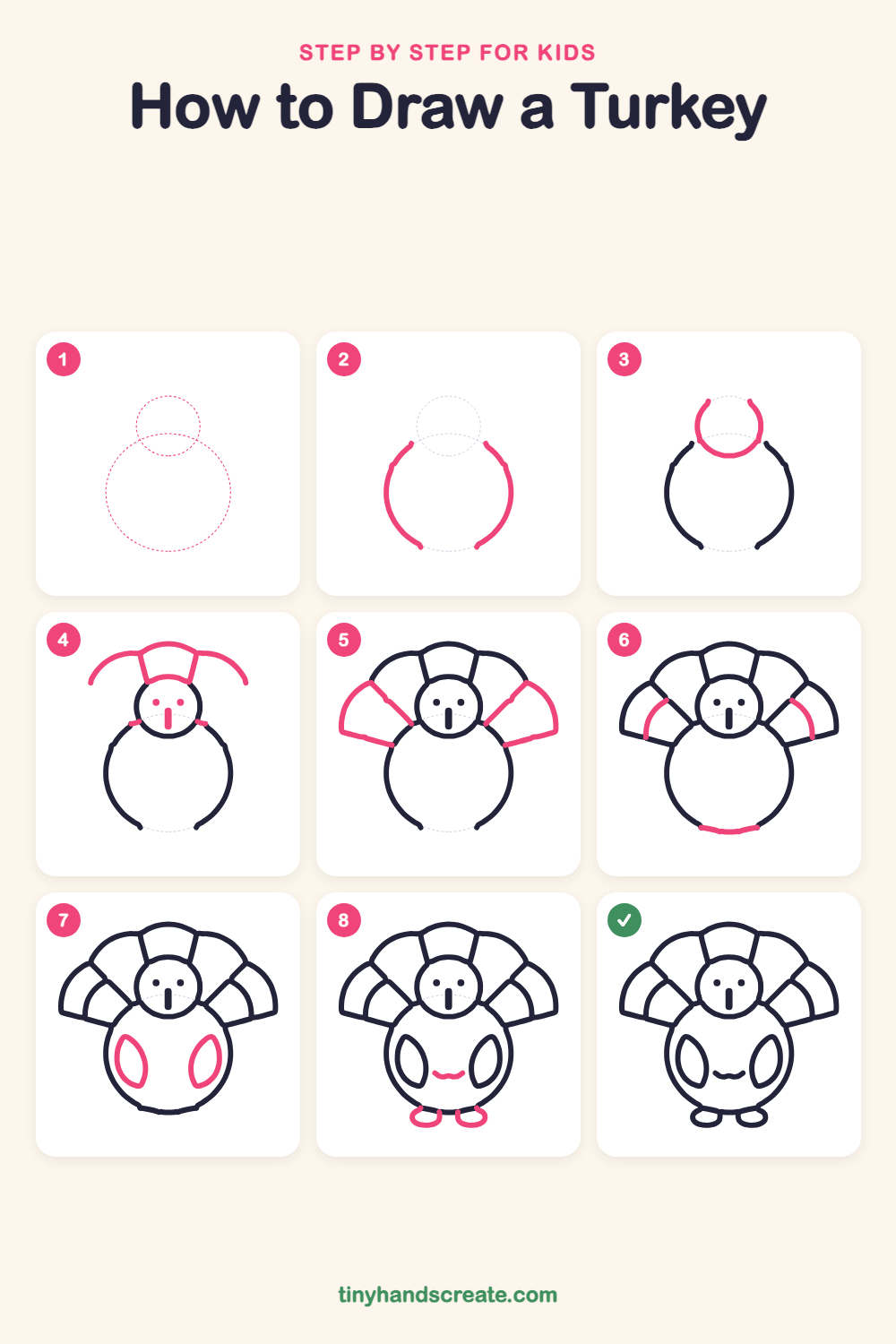 How to draw a turkey step by step for kids