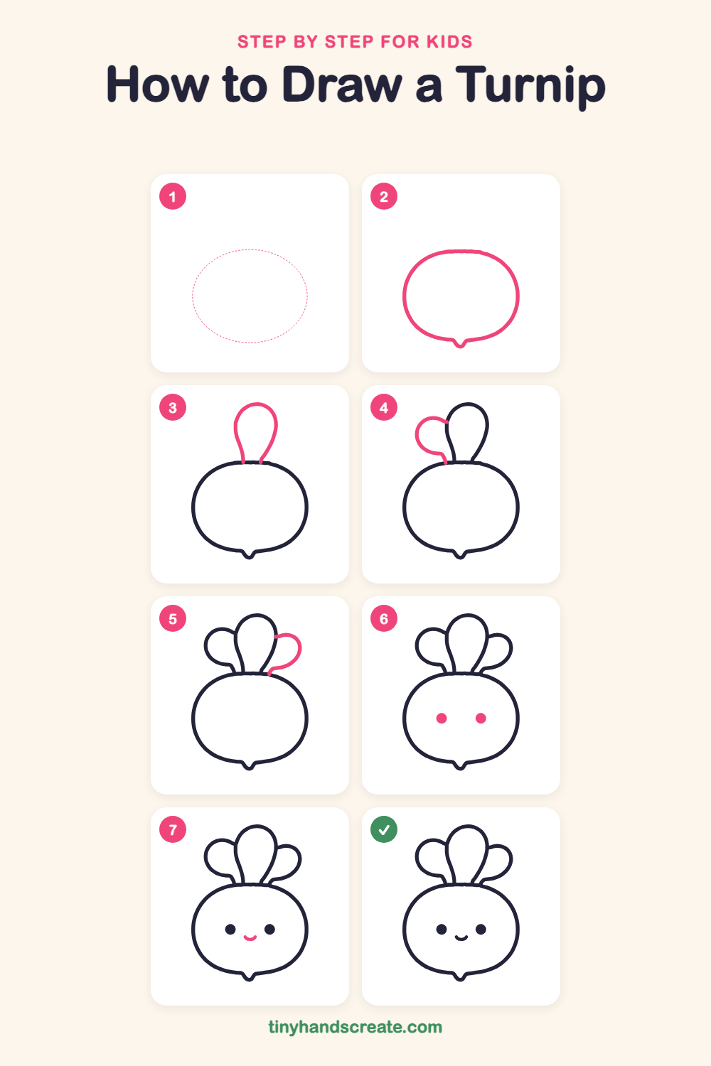 How to draw a turnip step by step for kids