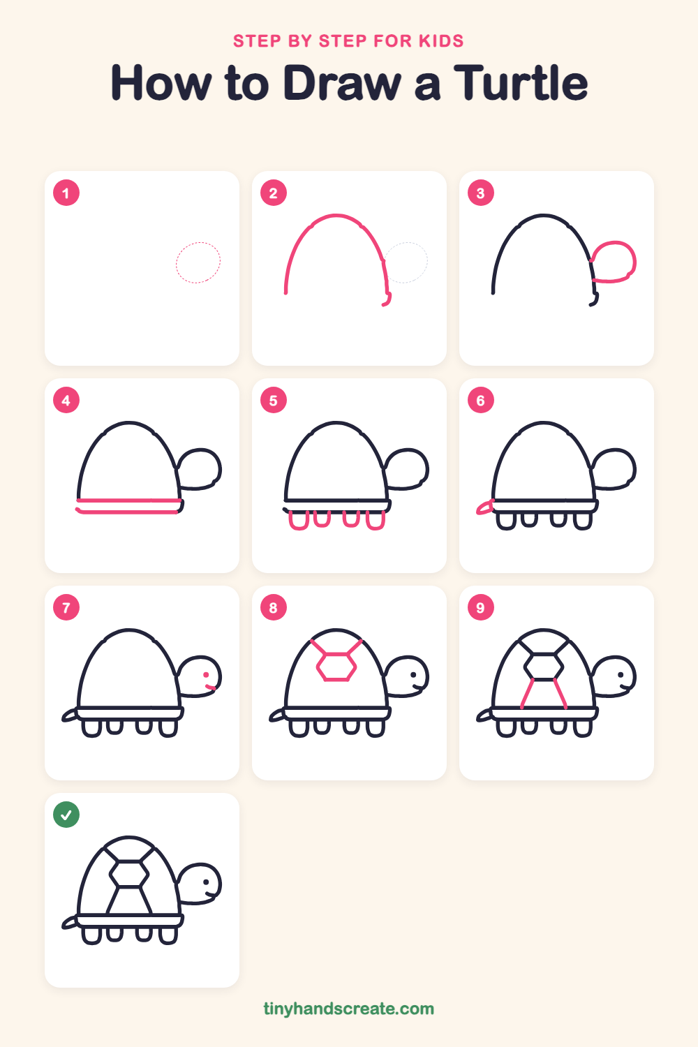 How to draw a turtle step by step for kids