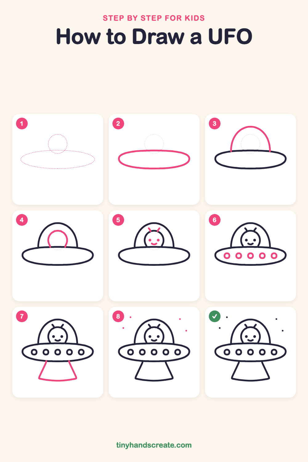 How to draw a UFO step by step for kids