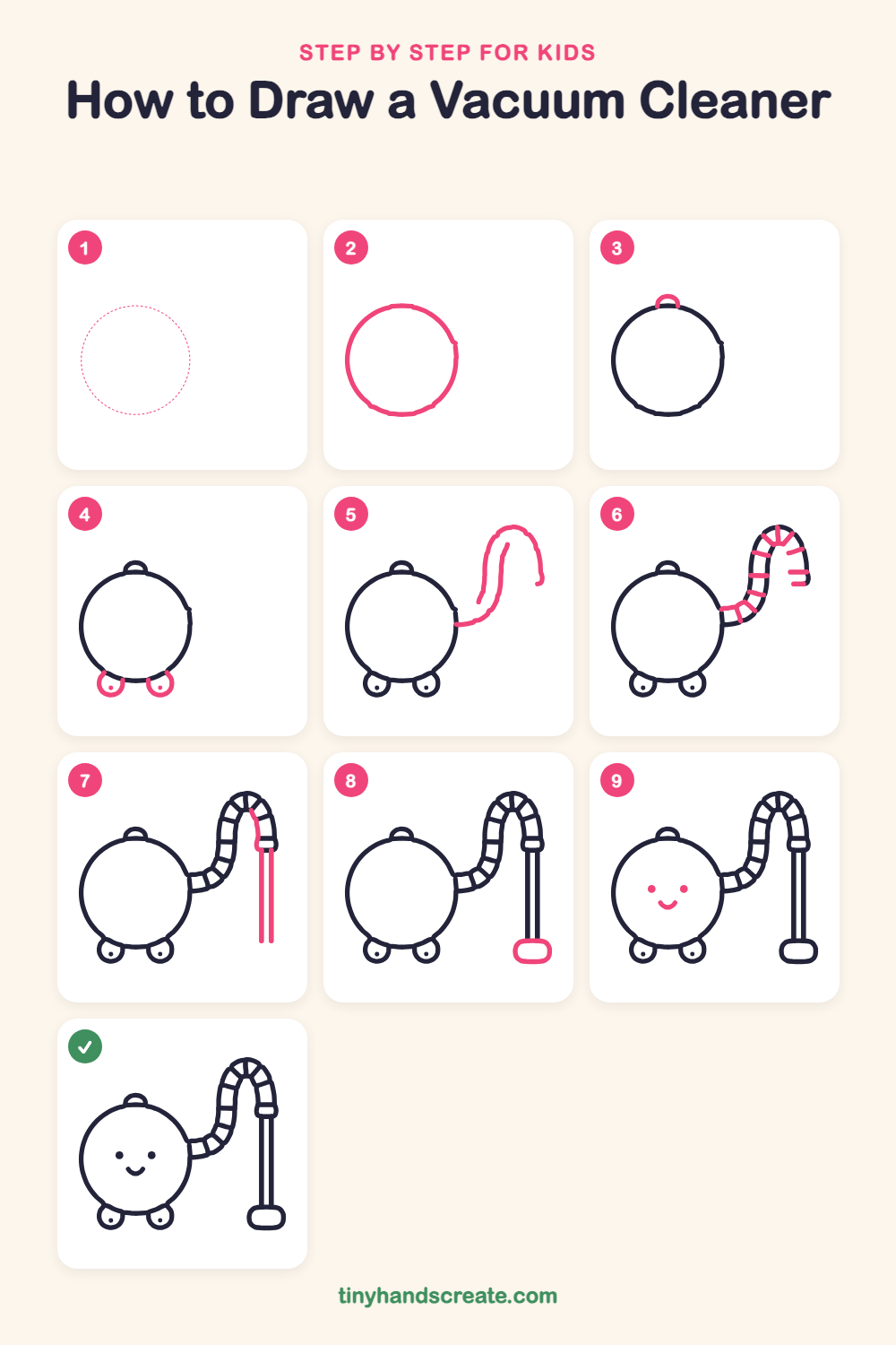 How to draw a vacuum cleaner step by step for kids