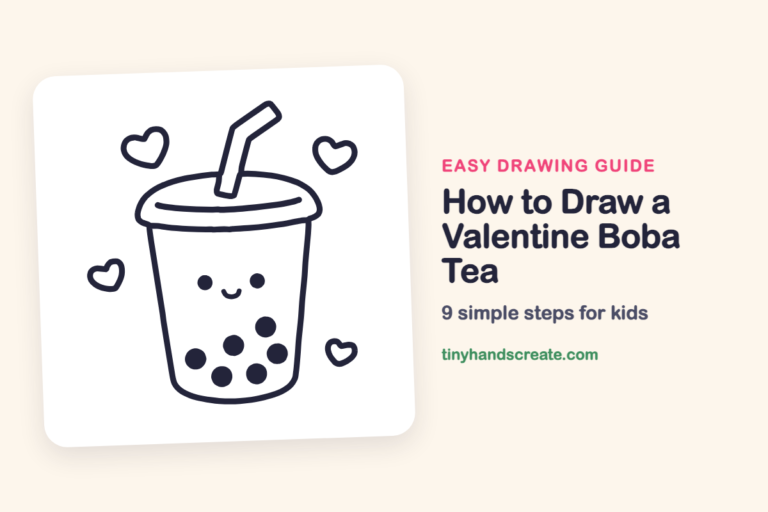 How to Draw a Valentine Boba Tea: easy drawing guide for kids