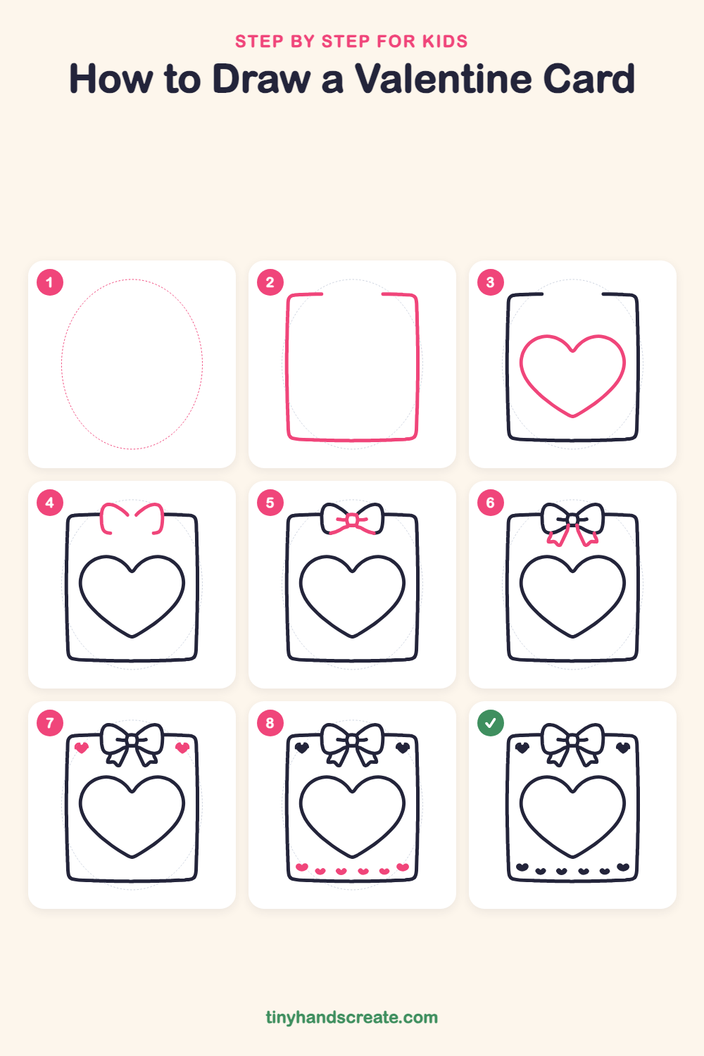 How to draw a valentine card step by step for kids