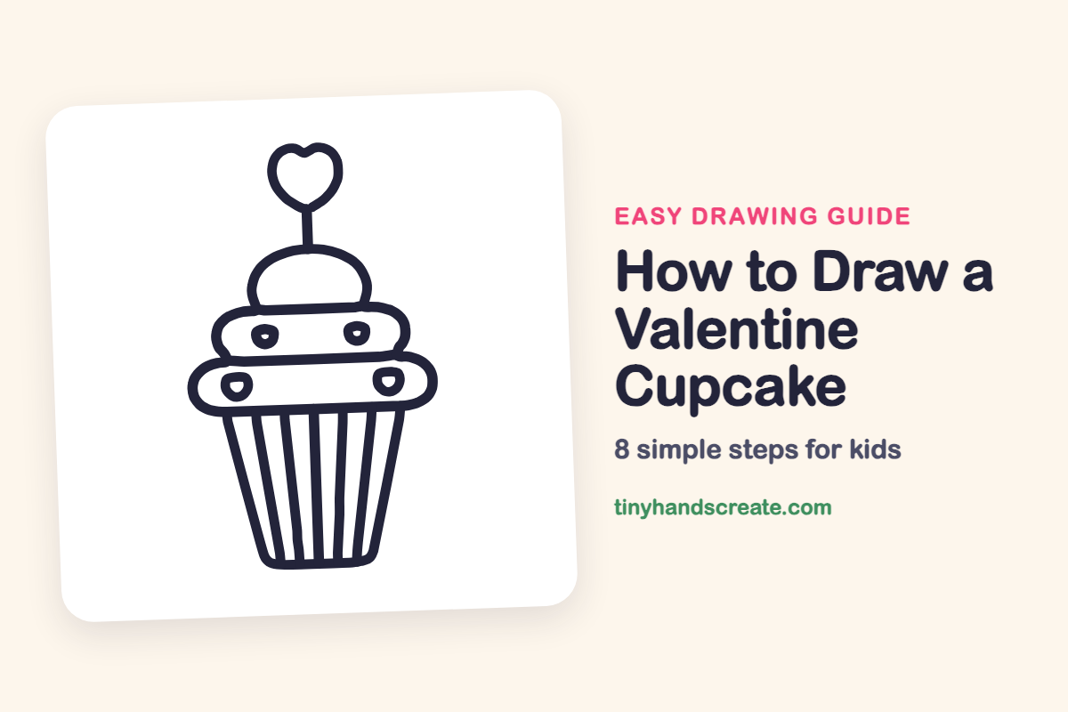 How to Draw a Valentine Cupcake: easy drawing guide for kids