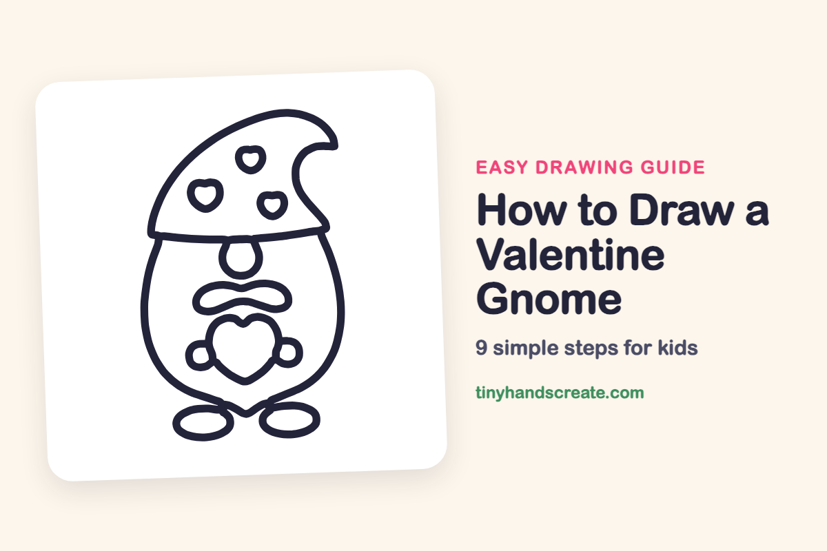 How to Draw a Valentine Gnome: easy drawing guide for kids