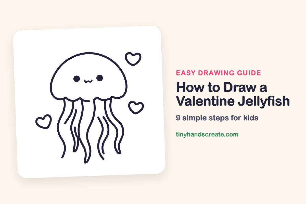 How to Draw a Valentine Jellyfish: easy drawing guide for kids