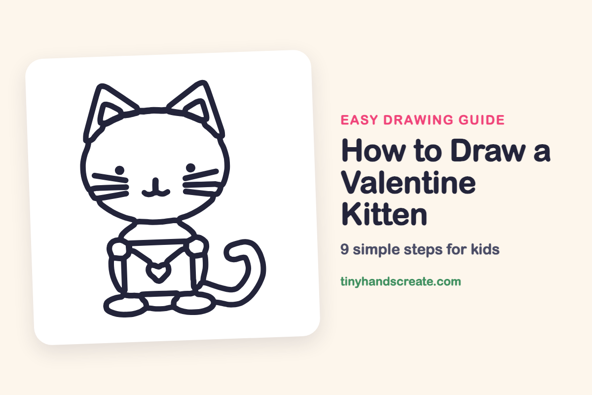 How to Draw a Valentine Kitten: easy drawing guide for kids