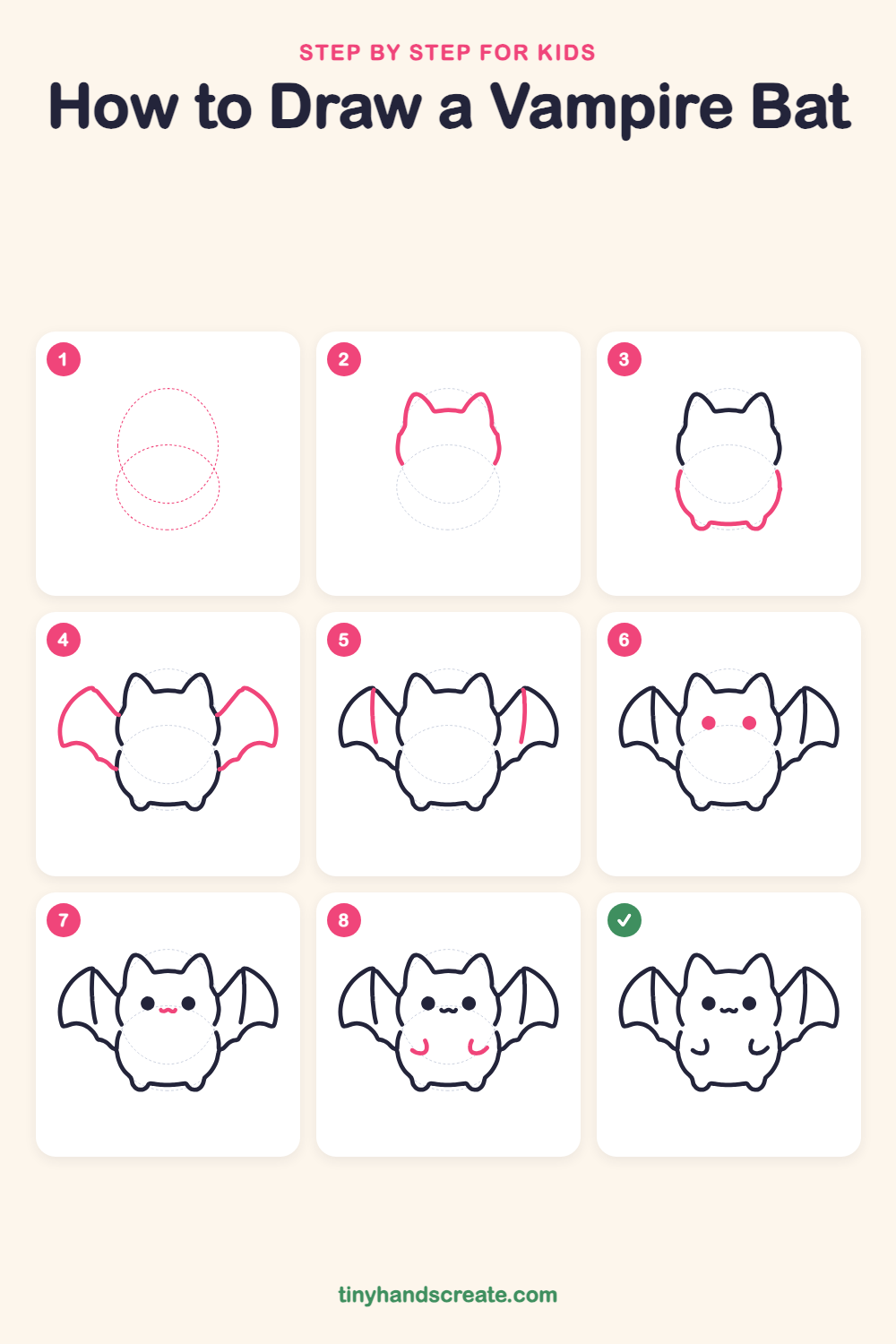 How to draw a vampire bat step by step for kids