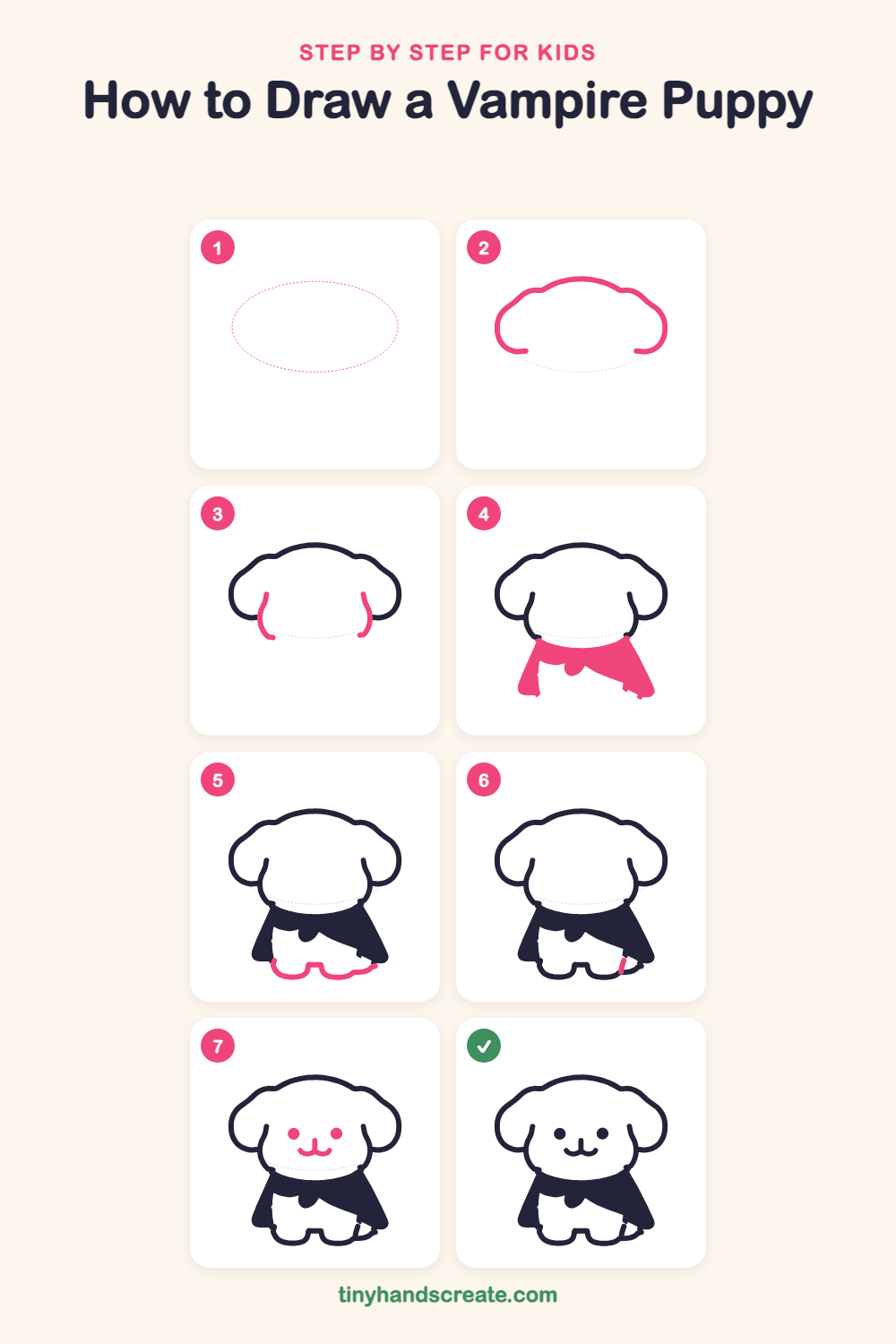 How to draw a vampire puppy step by step for kids