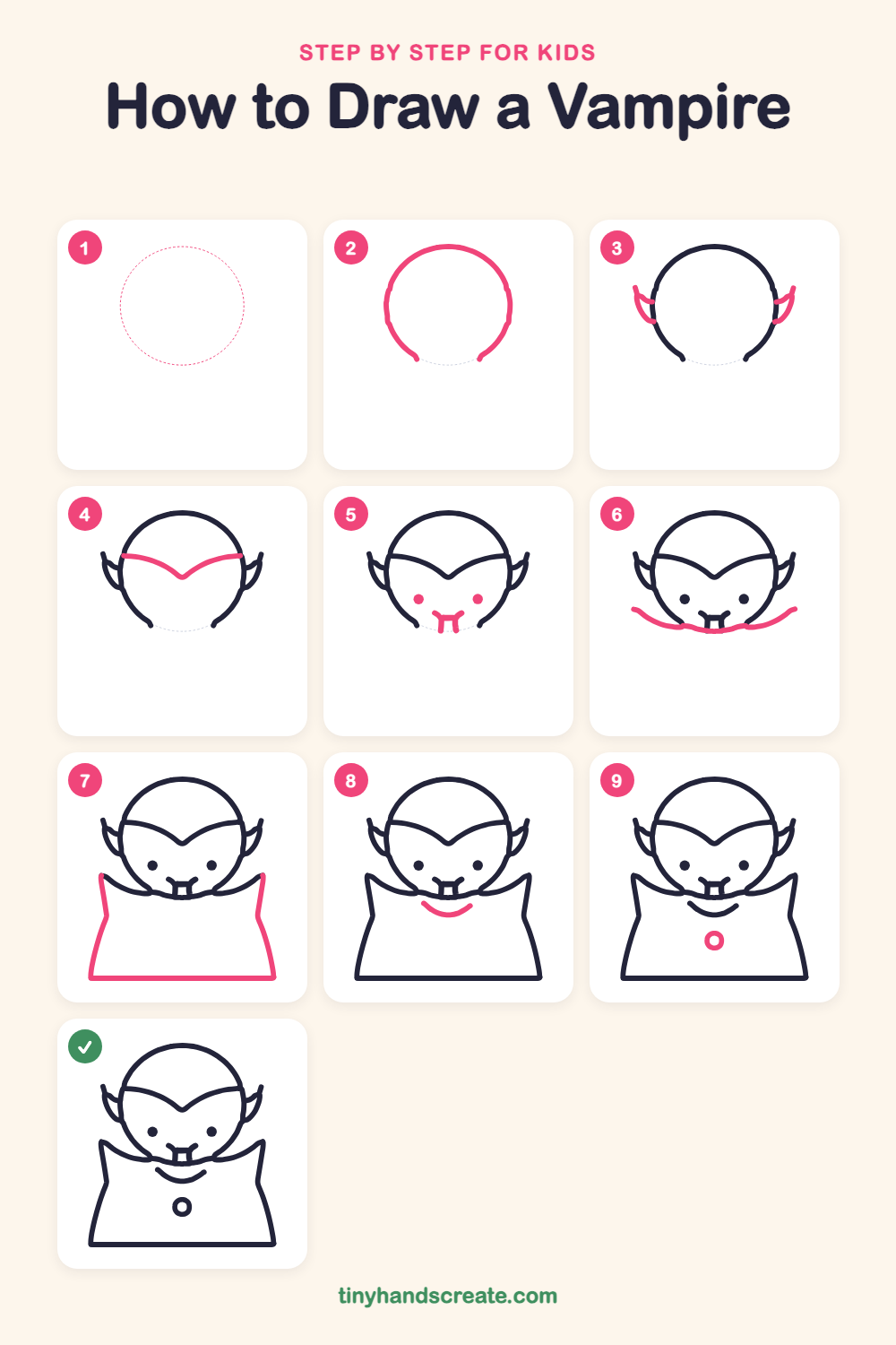 How to draw a vampire step by step for kids