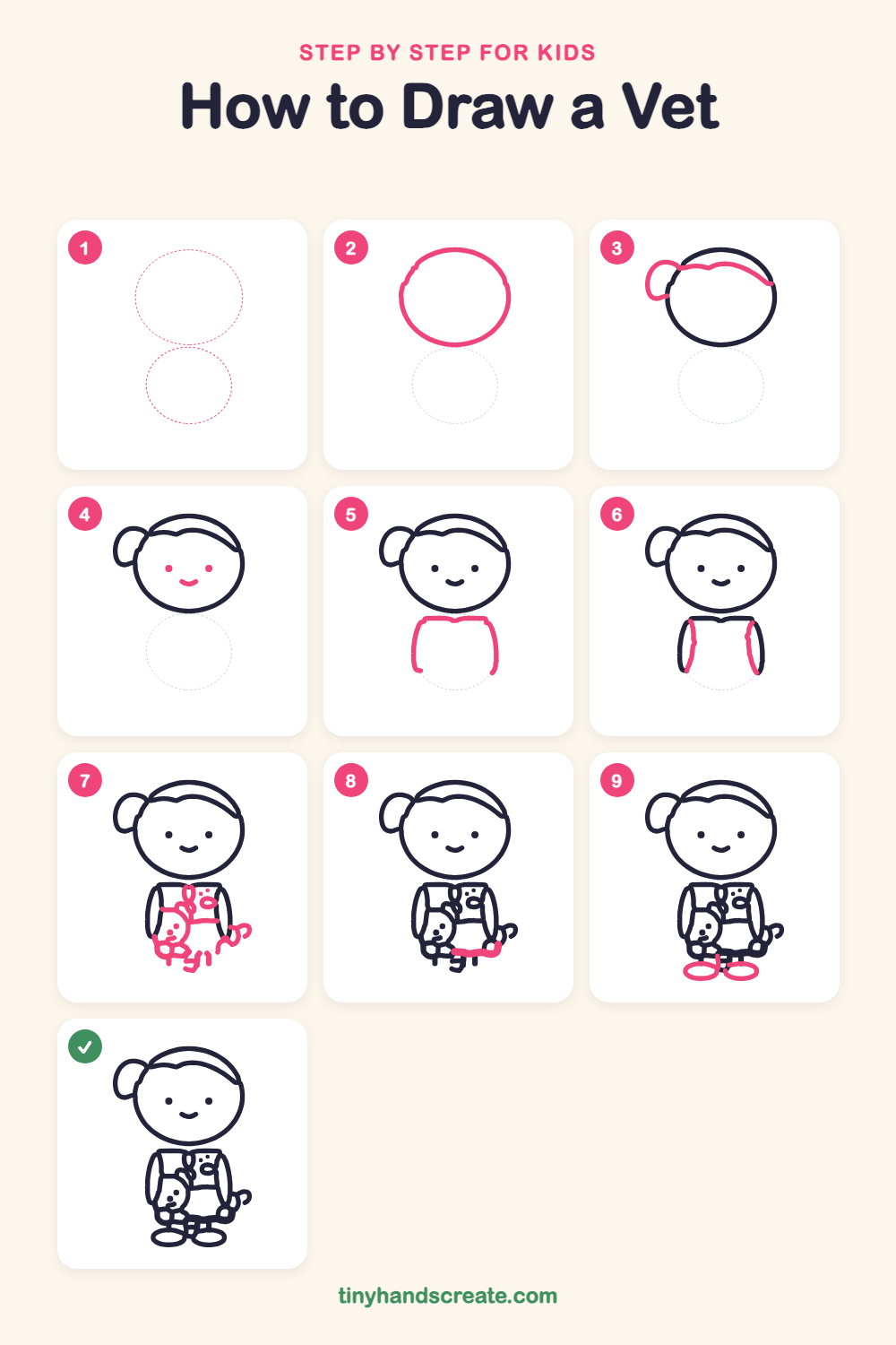 How to draw a vet step by step for kids