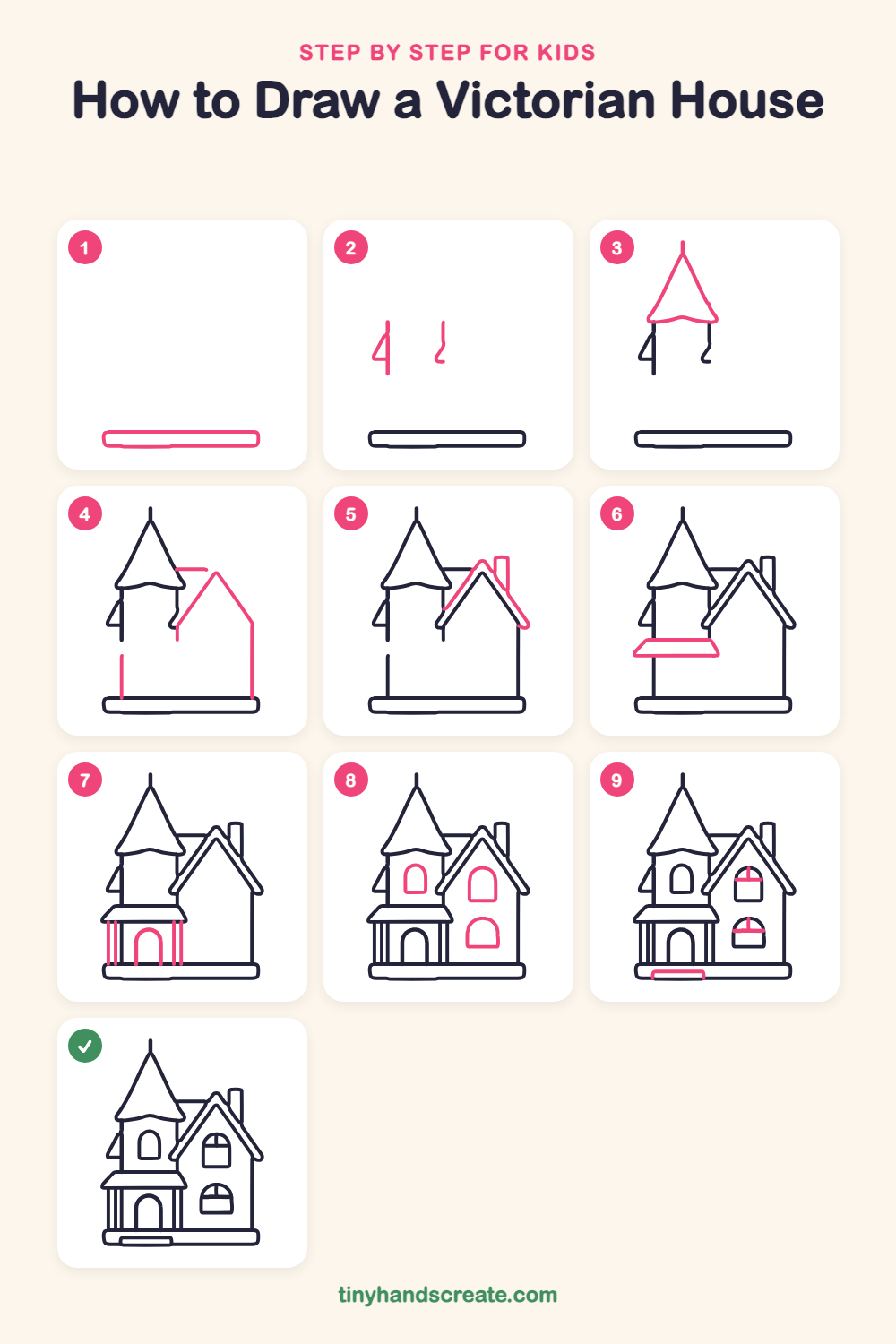 How to draw a Victorian house step by step for kids