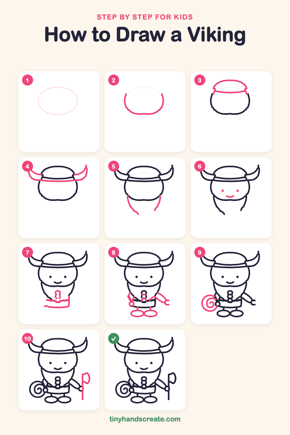 How to draw a viking step by step for kids