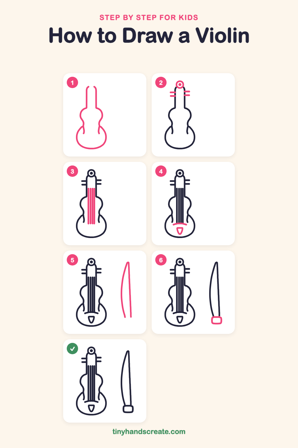 How to draw a violin step by step for kids