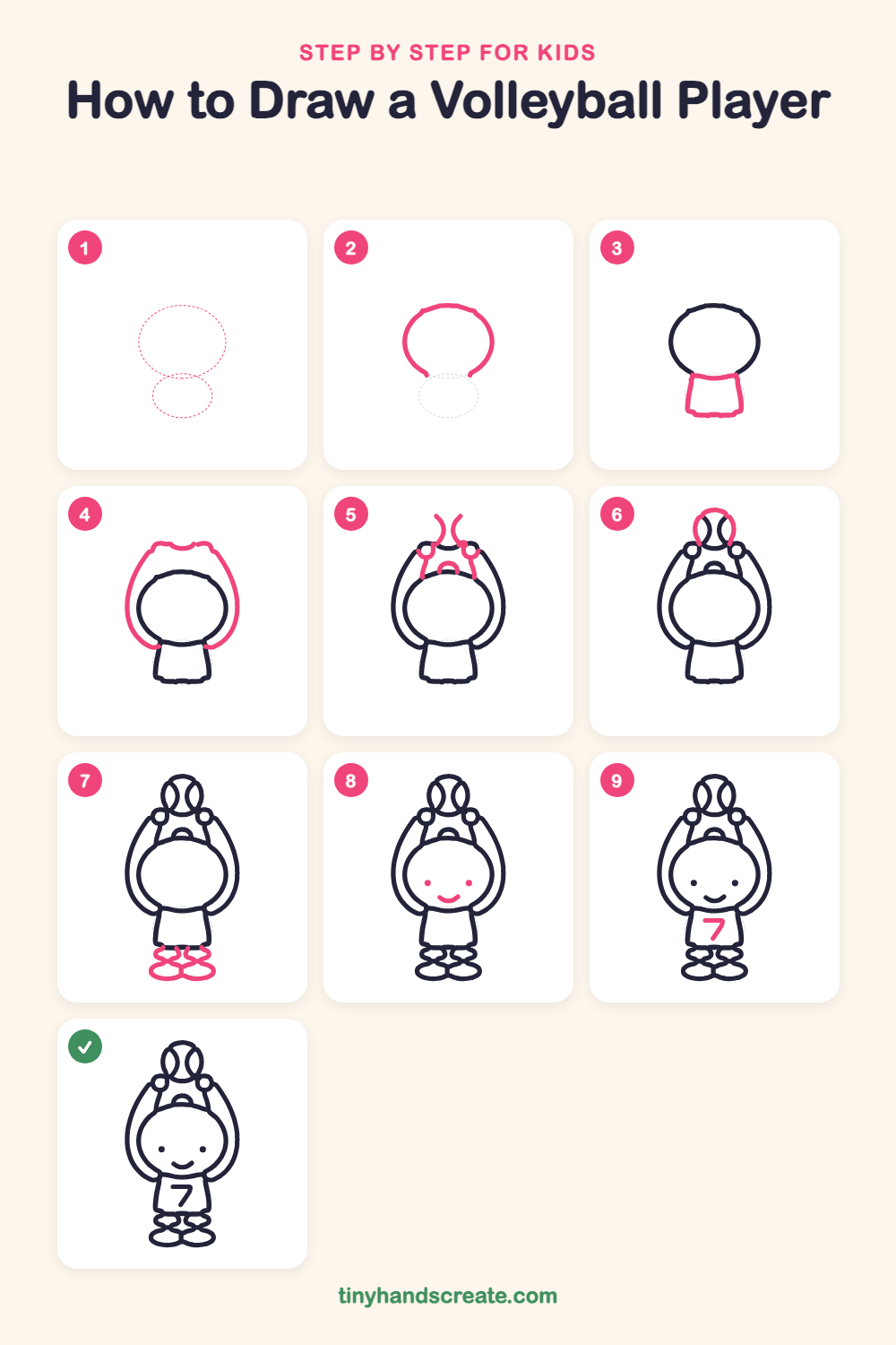 How to draw a volleyball player step by step for kids